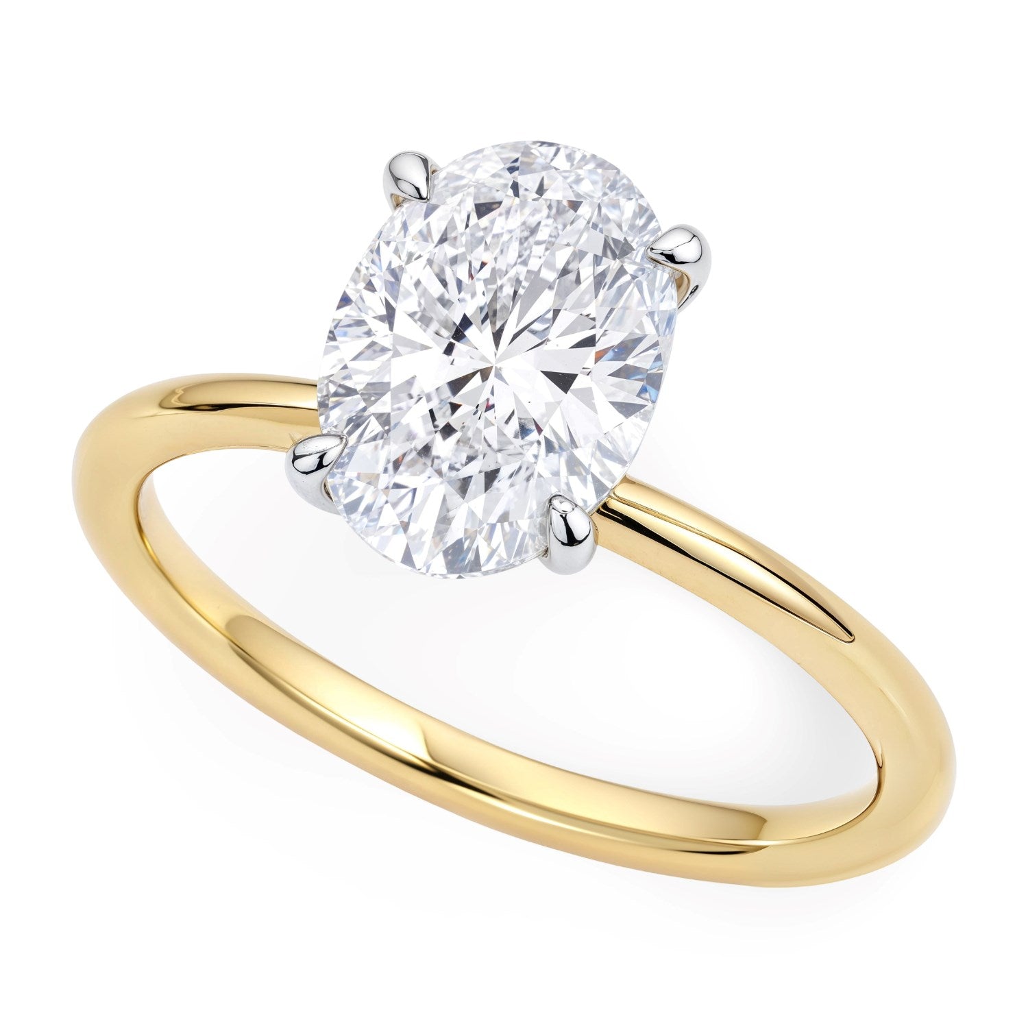 2 Carat Oval Lab Grown Diamond Solitaire Ring in 10K Yellow Gold