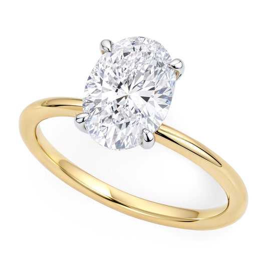 2 Carat Oval Lab Grown Diamond Solitaire Ring in 10K Yellow Gold