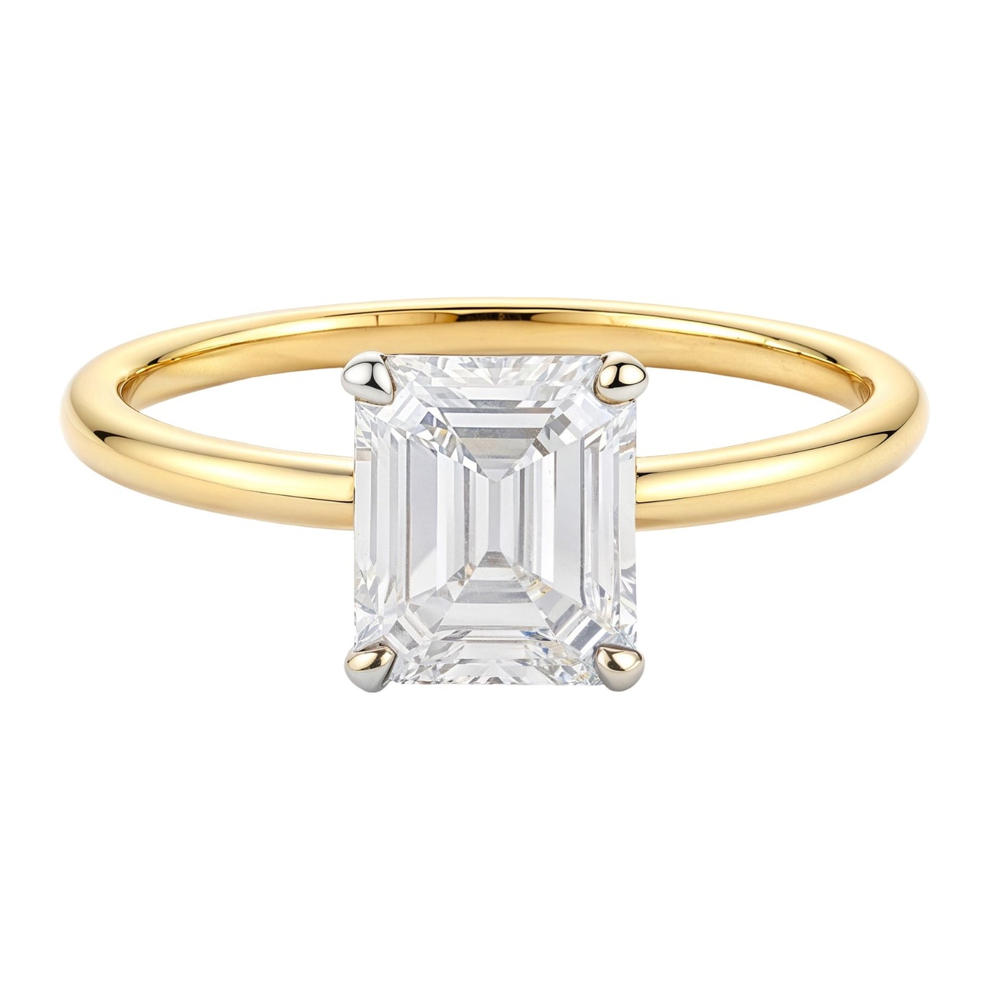 1 Carat Emerald Lab Grown IGI G/VS1 Diamond Solitaire Ring in 10K Yellow Gold