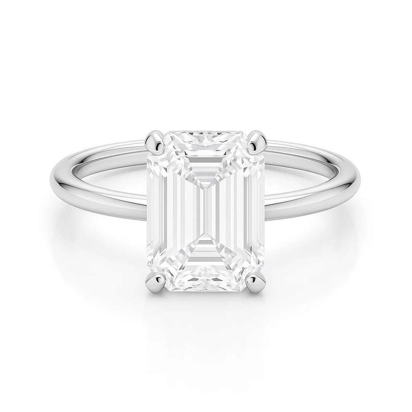 5 Carat Emerald Lab Grown IGI G/VS1 Diamond Solitaire Ring in 10K White Gold