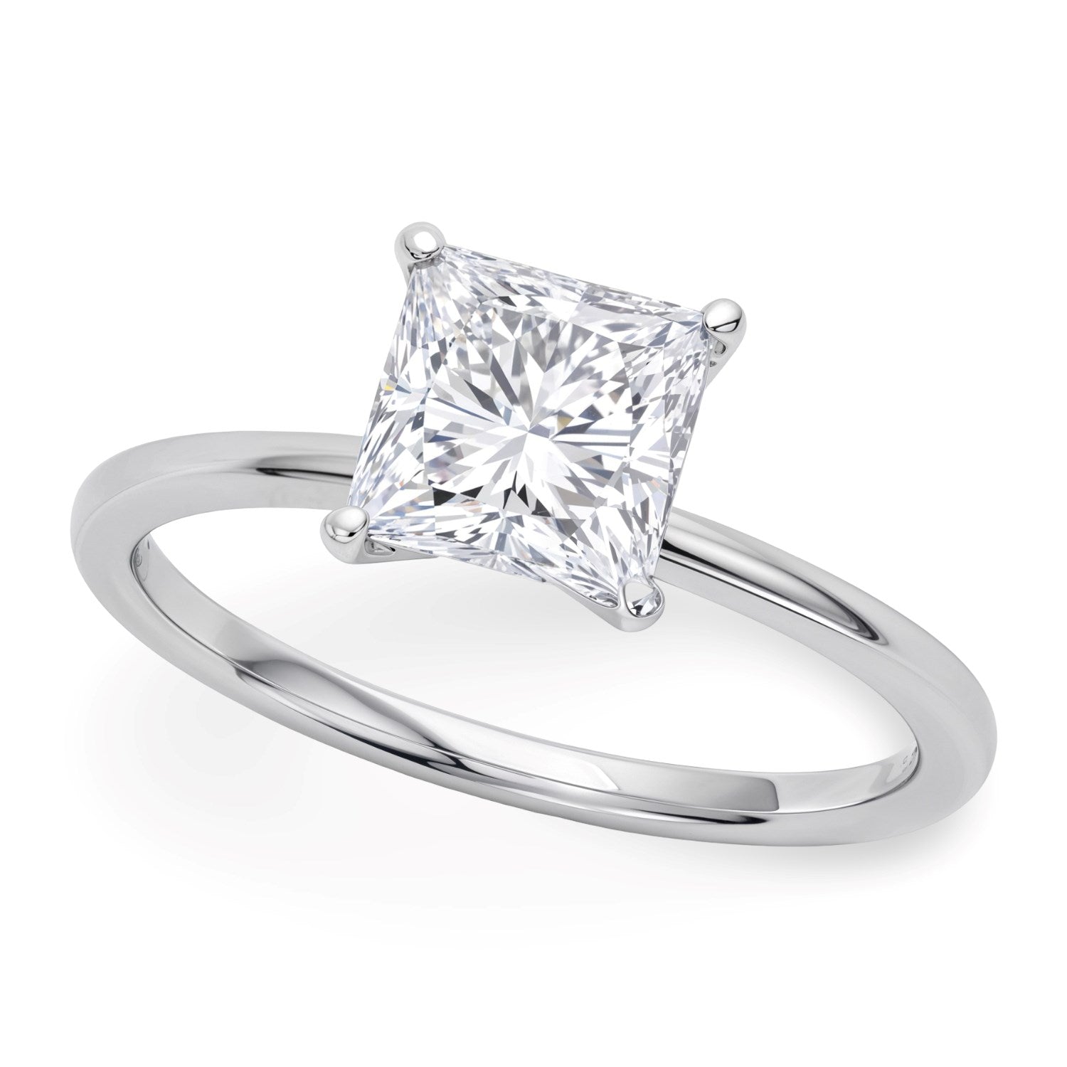 1.50Ct Princess Lab Grown  Diamond Ring in 14K White Gold