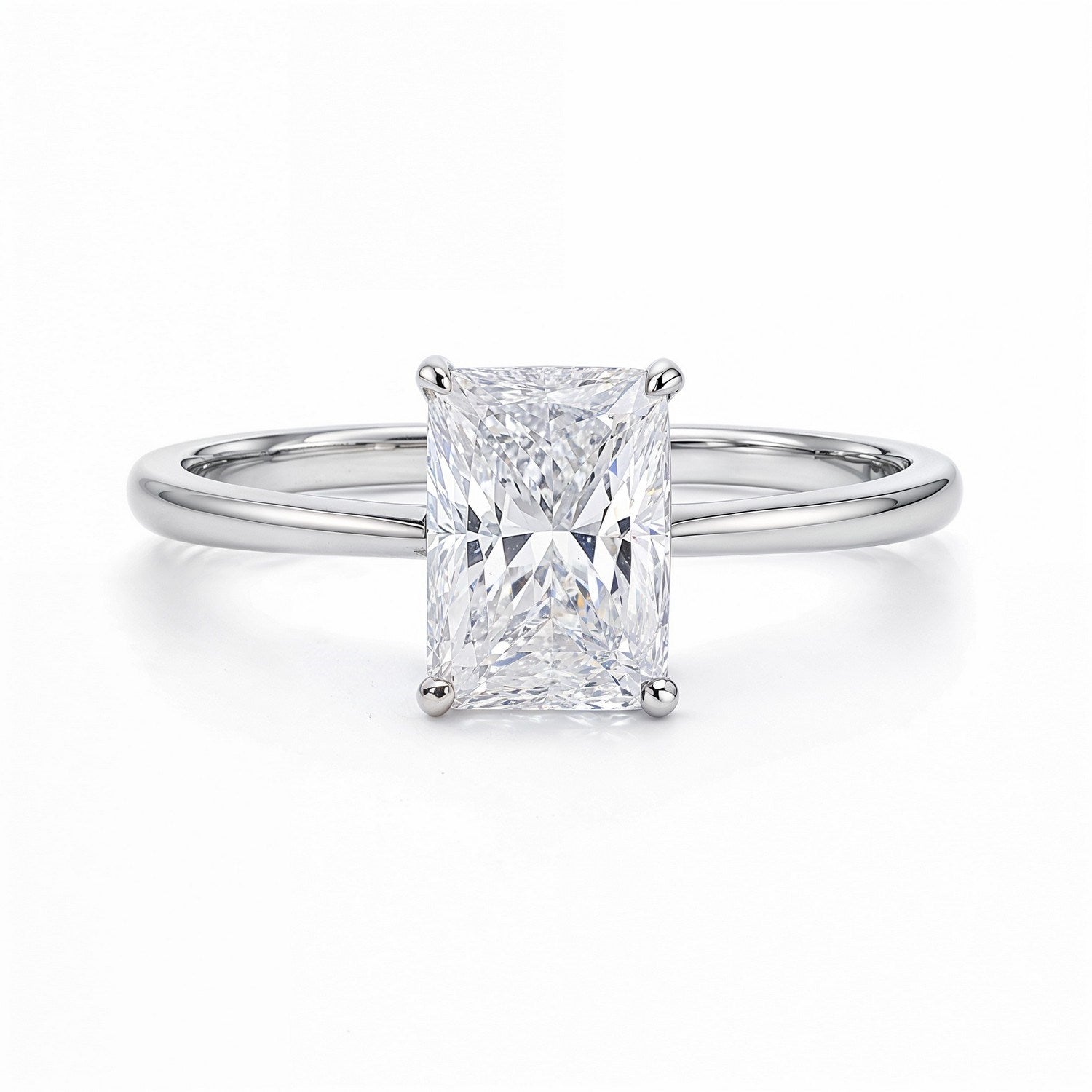 2 Carat Radiant Lab Grown IGI G/VS1 Diamond Solitaire Ring in 10K White Gold