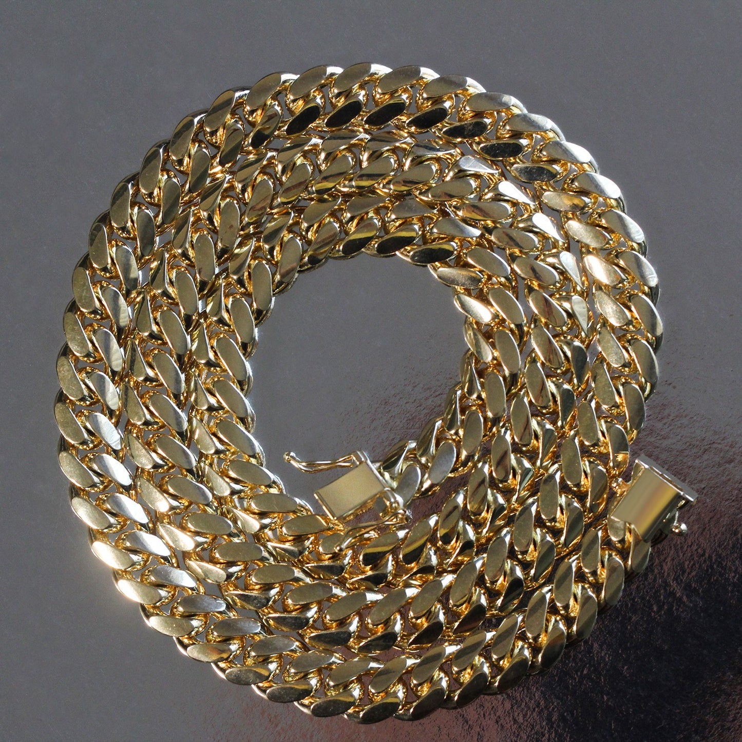 14k Yellow Gold Classic Miami Cuban Solid Chain (9.20 mm)