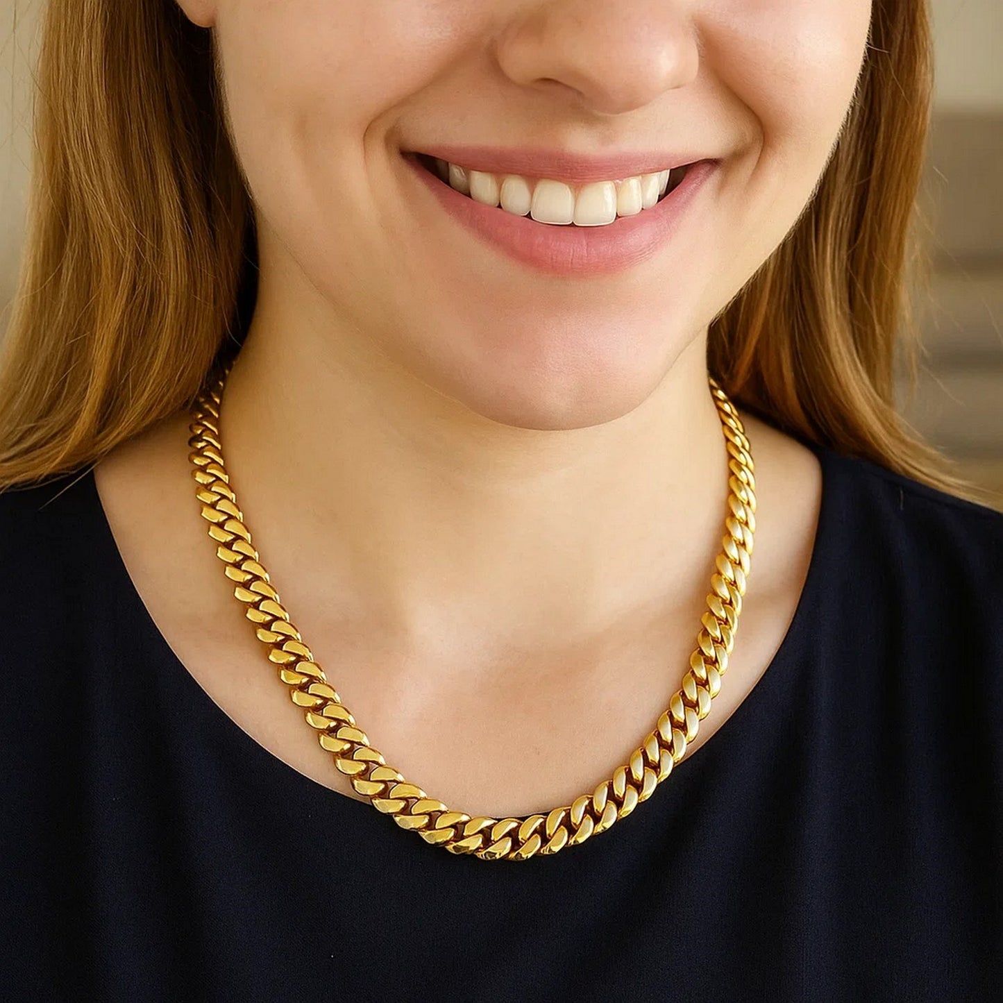 14k Yellow Gold Classic Miami Cuban Solid Chain (9.20 mm)