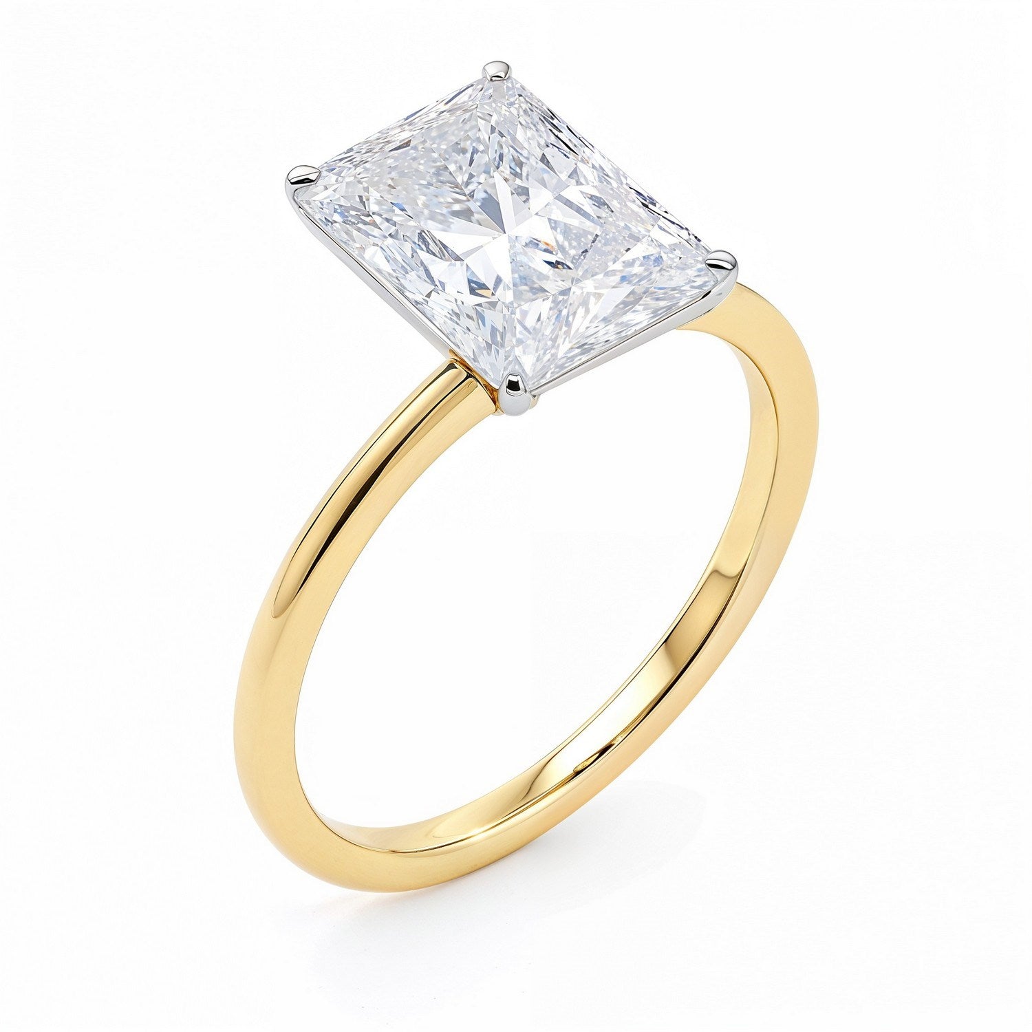 5 Carat Radiant Diamond Solitaire Ring in 10K Yellow Gold