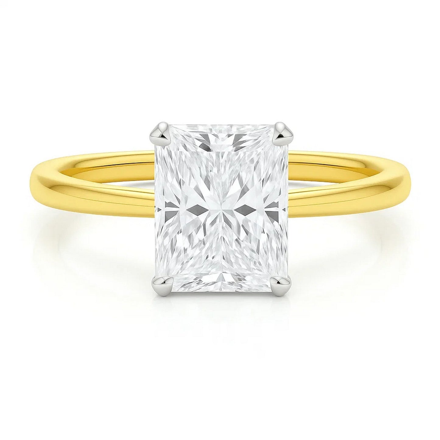 5 Carat Radiant Diamond Solitaire Ring in 10K Yellow Gold