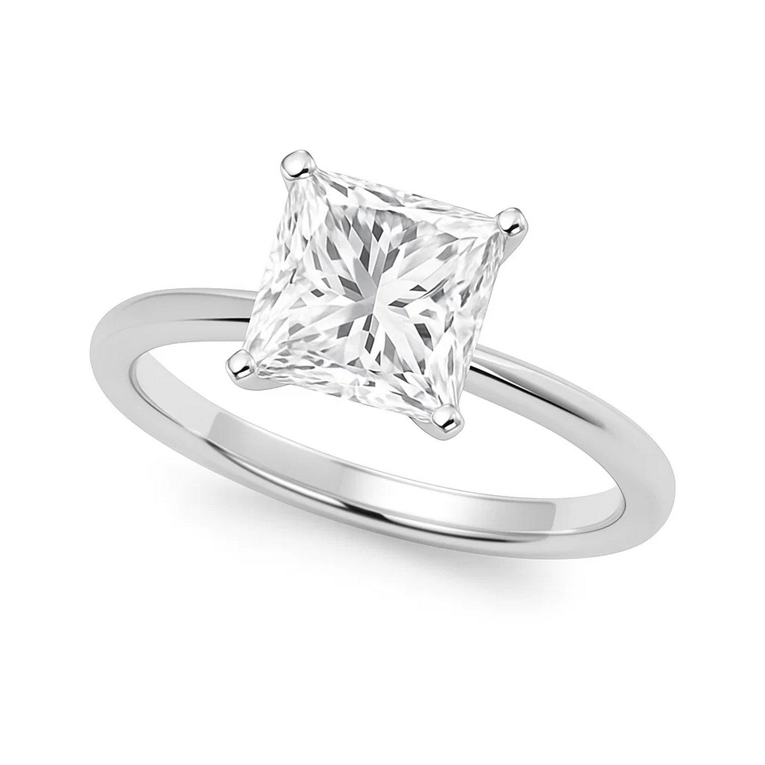 3 Carat Princess Diamond Solitaire Ring in 10K White Gold