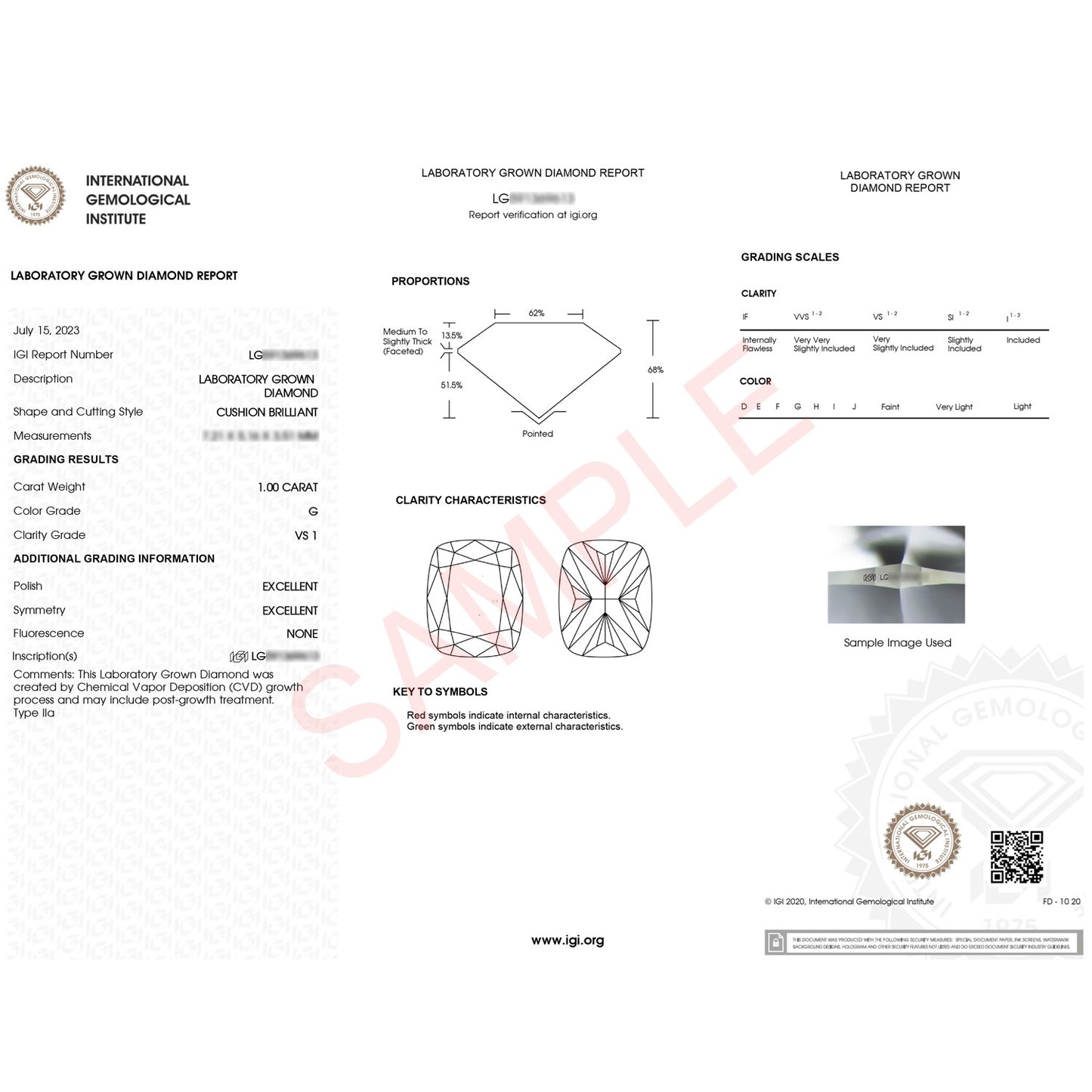 IGI certified with G color and VS1 clarity