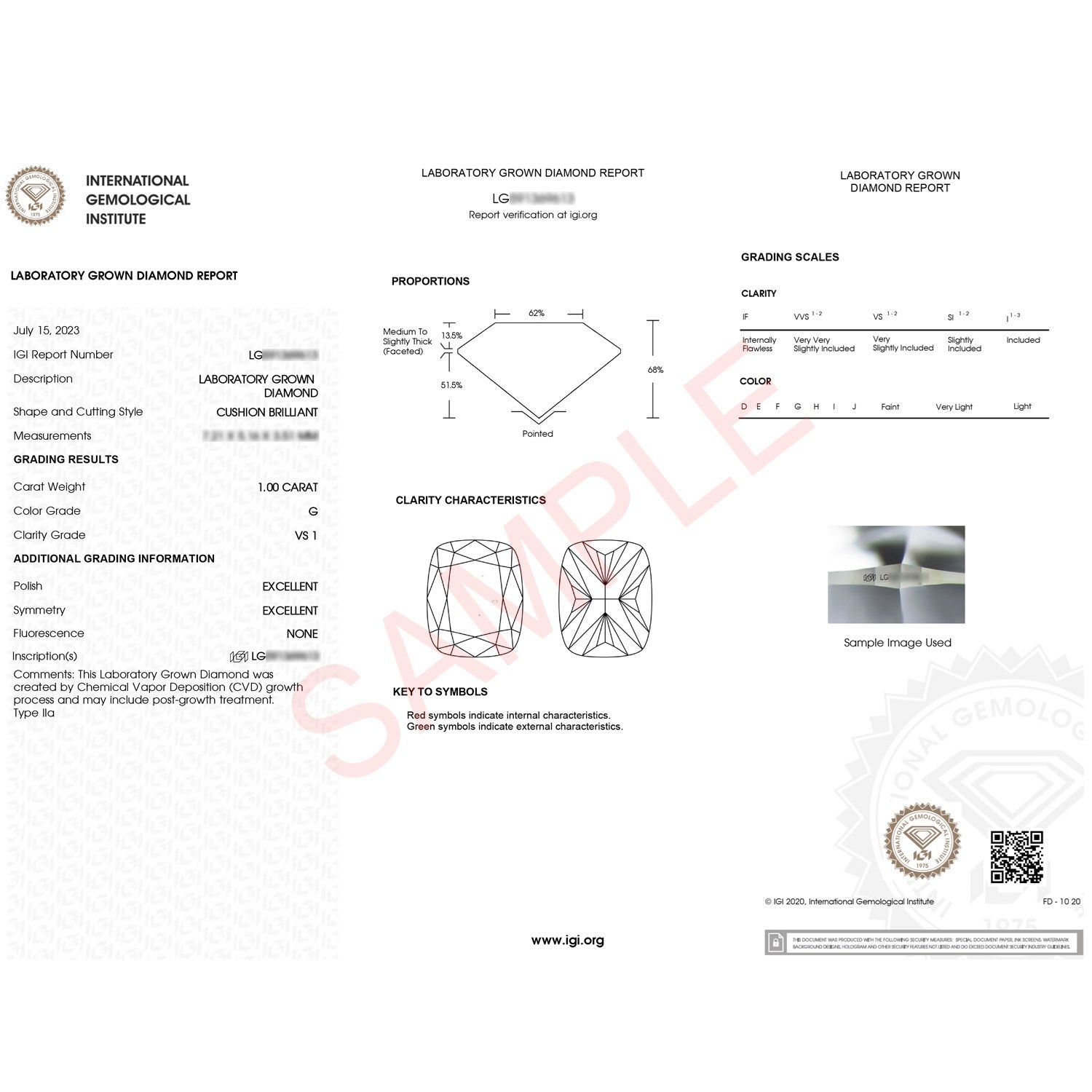 IGI certified with G color and VS1 clarity