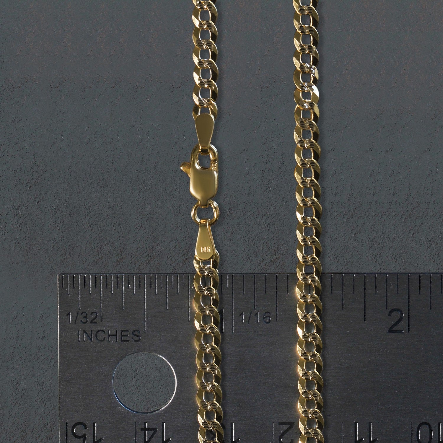 14k Two Tone Gold Pave Curb Chain (3.60 mm)