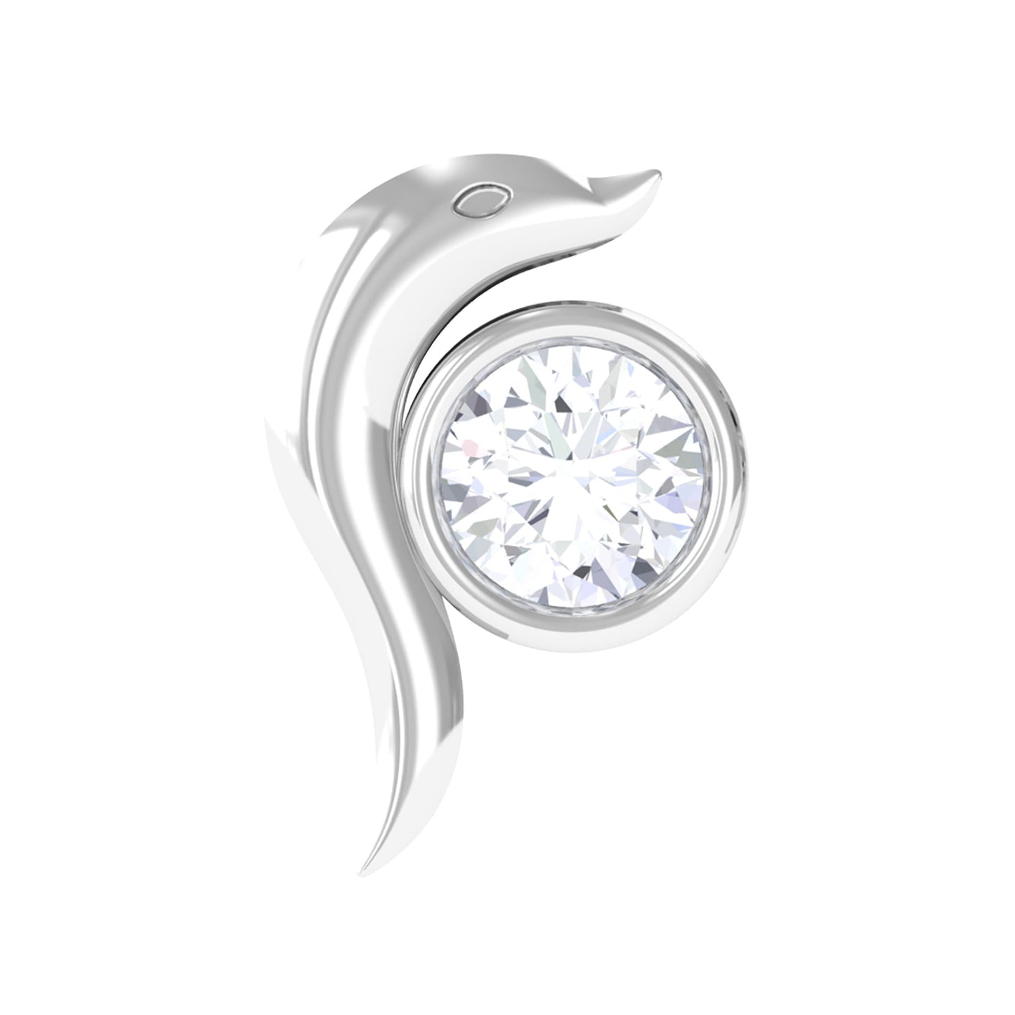 Bezel Set Round Shape Dainty Diamond Dolphin Nose Pin