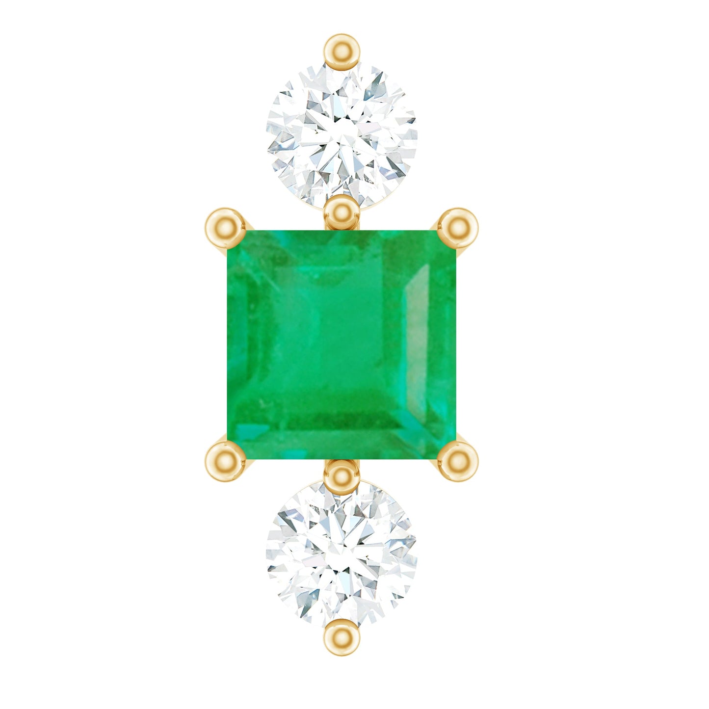 Natural Emerald and Moissanite Helix Earring