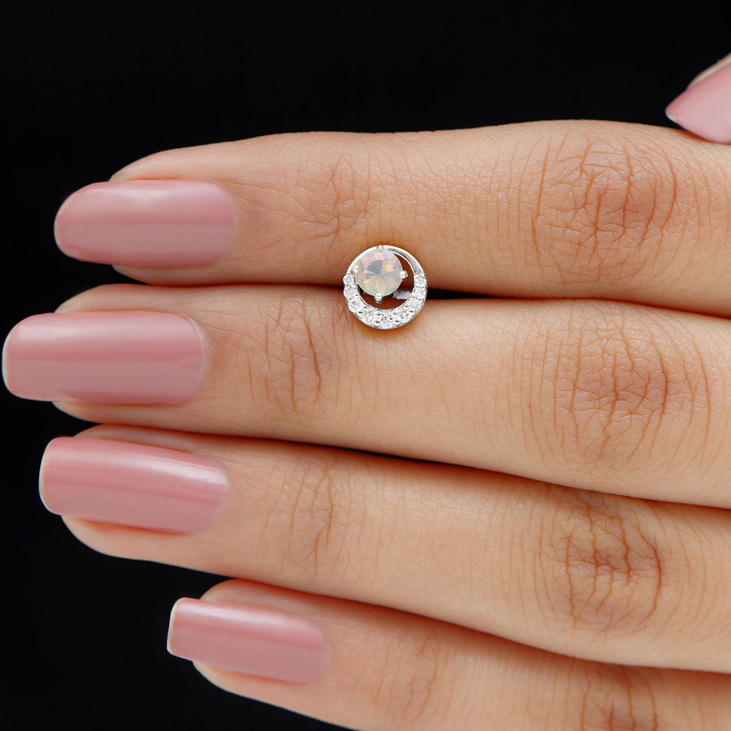 Real Ethiopian Opal Circle Cartilage Earring