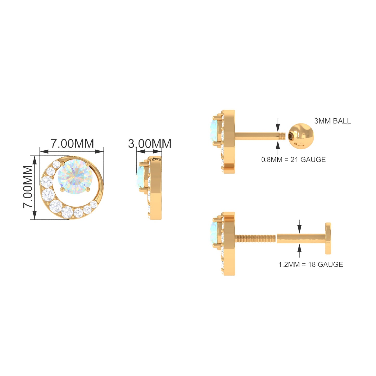 Real Ethiopian Opal Circle Cartilage Earring