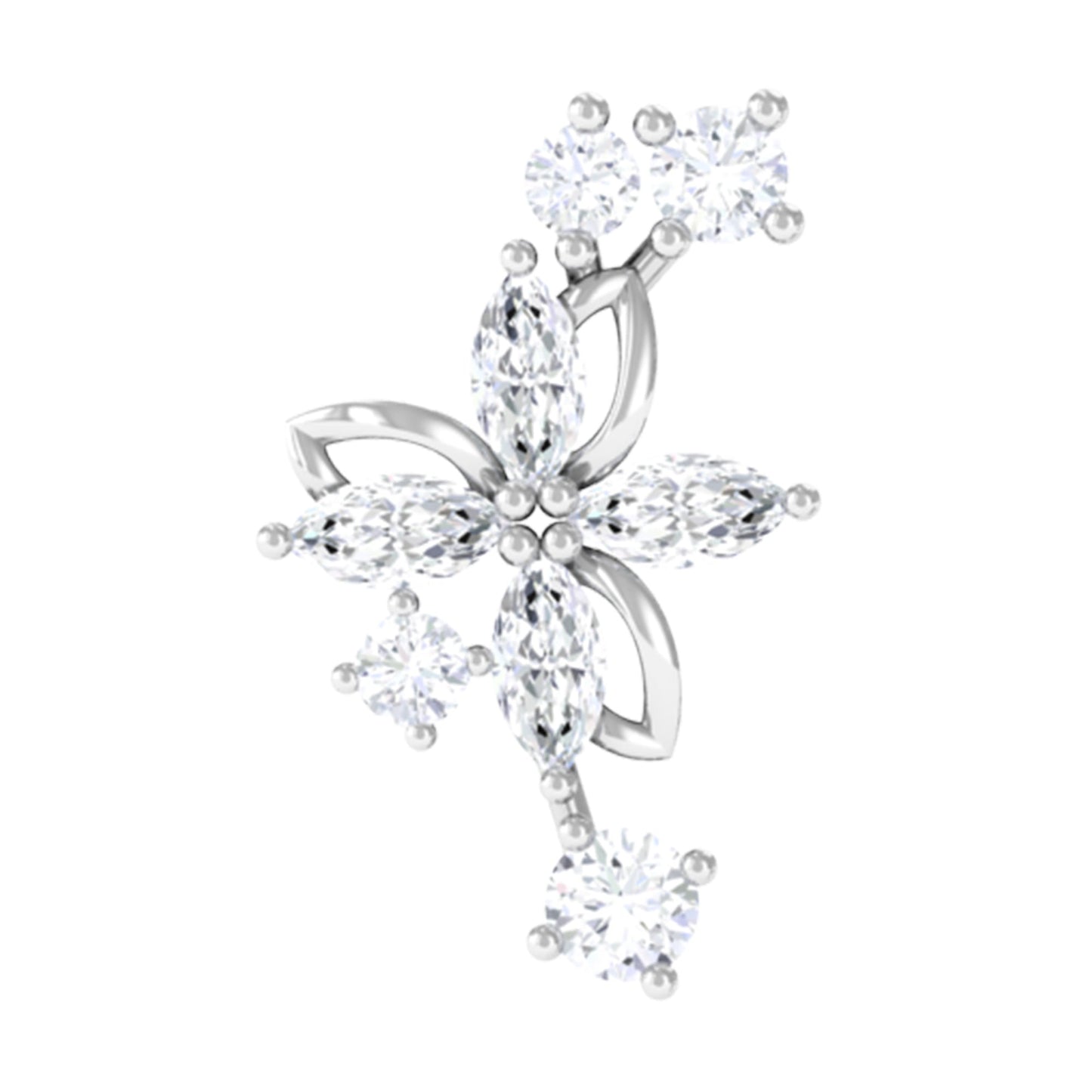 Certified Moissanite Flower Crawler Earring