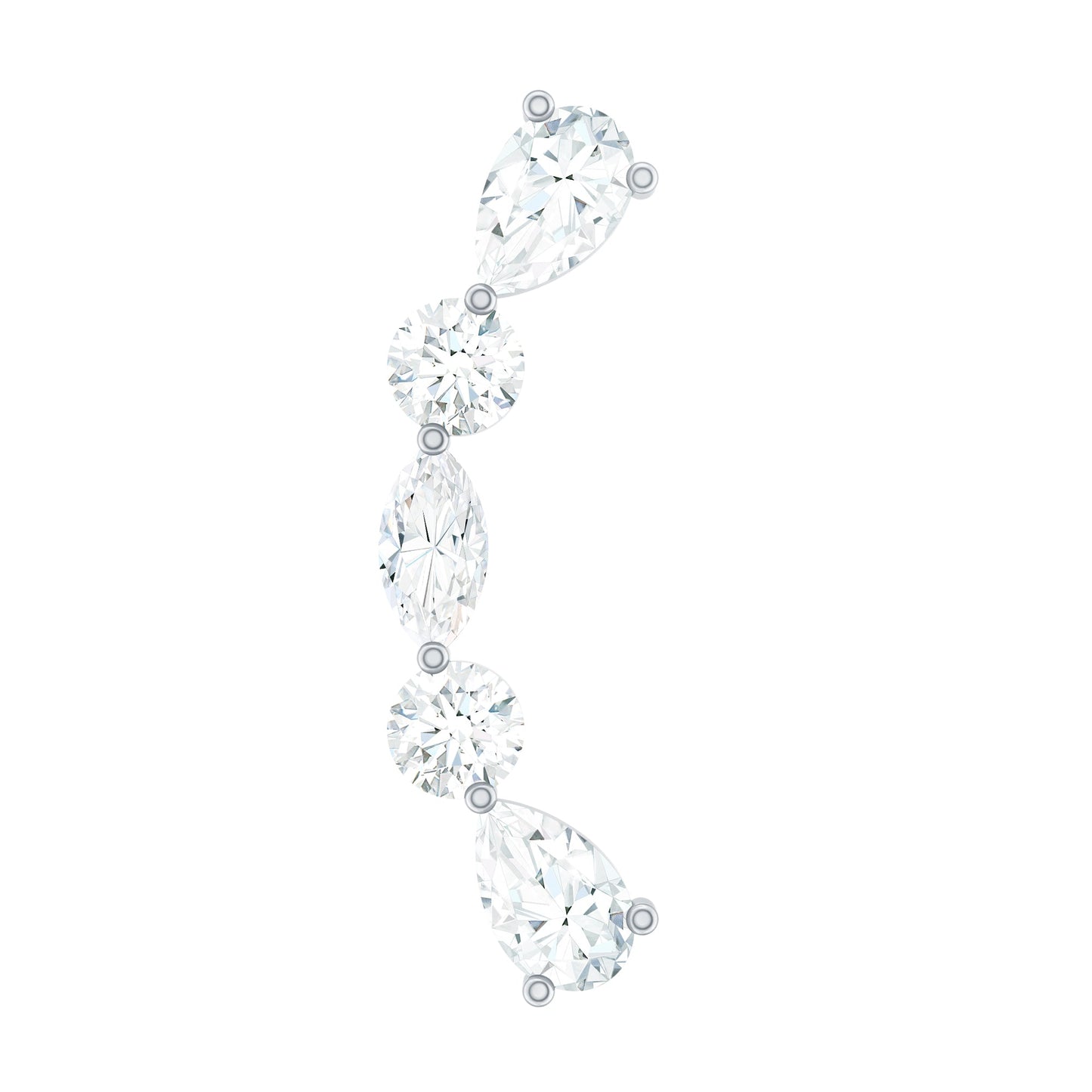 Certified Moissanite Curved Crawler Earring for Helix Piercing