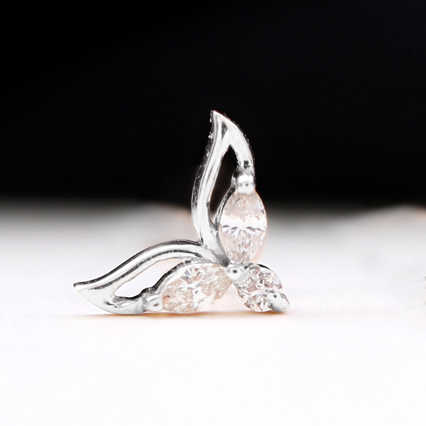 Certified Moissanite Fishtail Earring for Cartilage Piercing