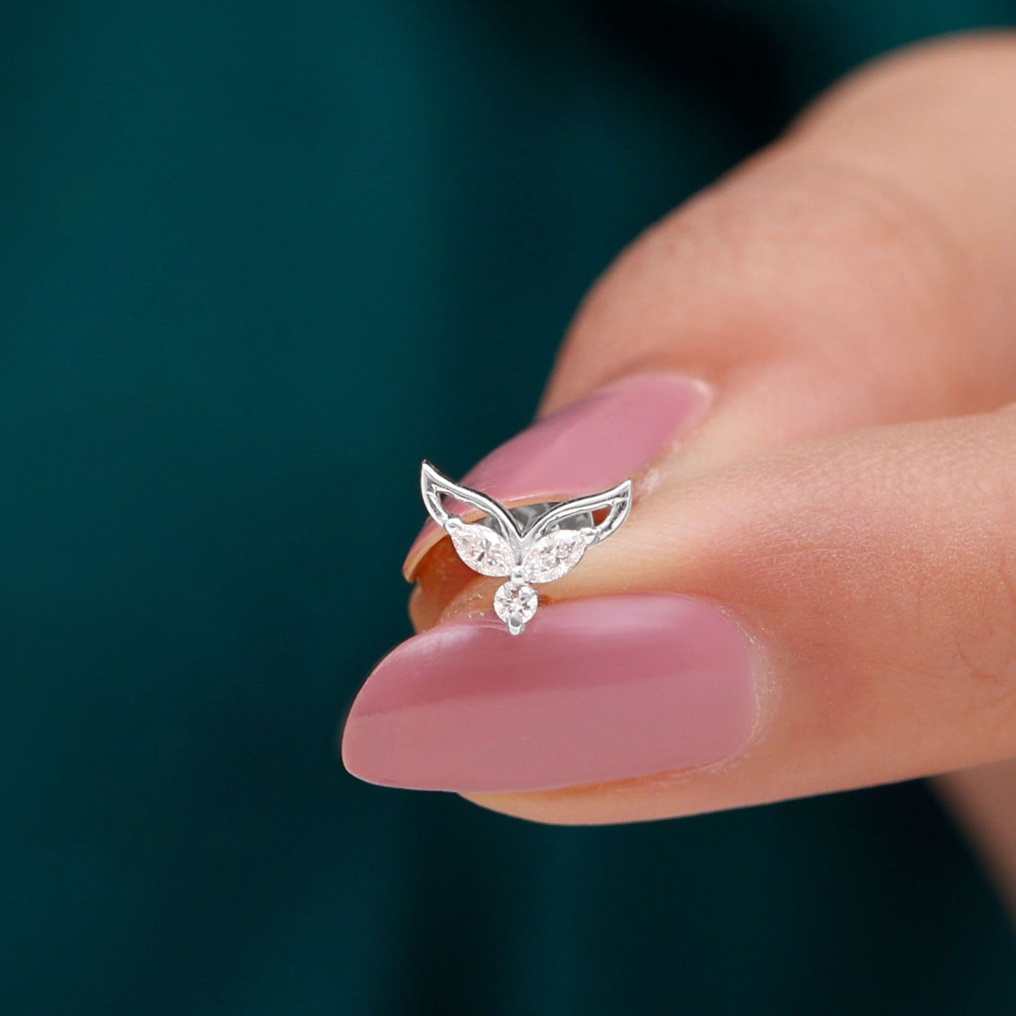 Certified Moissanite Fishtail Earring for Cartilage Piercing