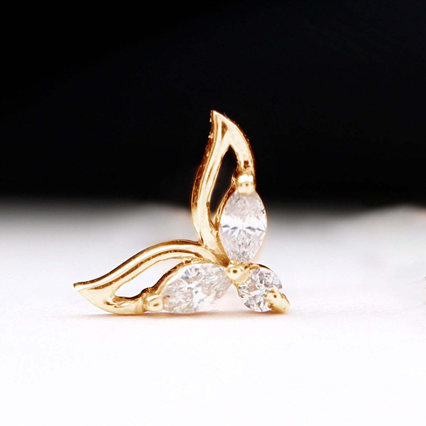 Certified Moissanite Fishtail Earring for Cartilage Piercing