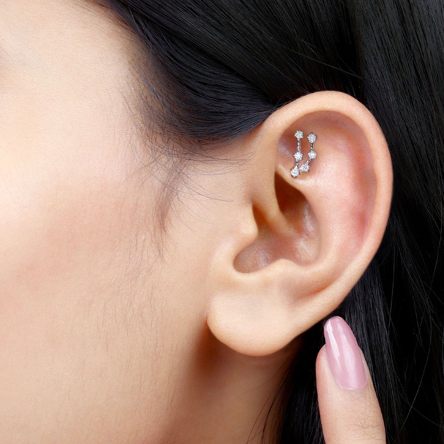 Certified Moissanite Capricorn Zodiac Ear Crawler Earring