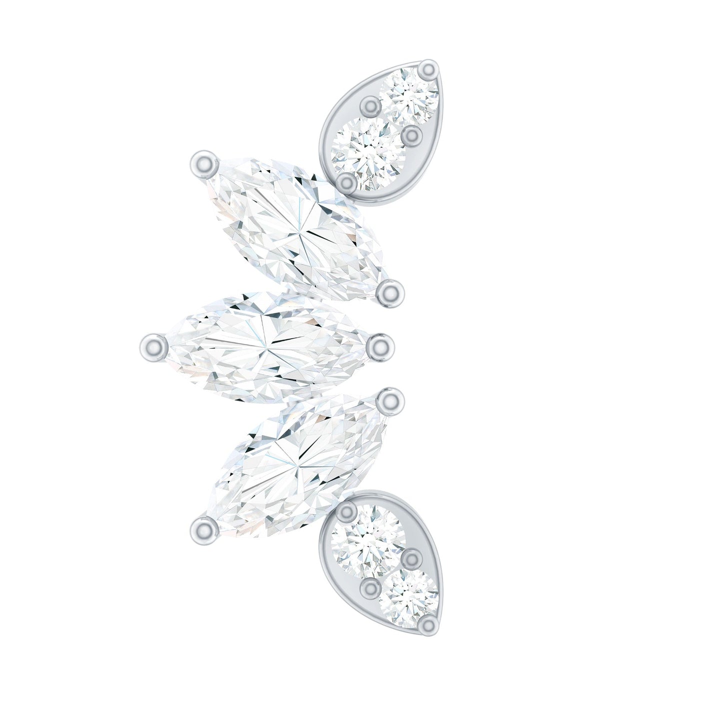 Marquise Diamond Leaf Crawler Earring for Helix Piercing