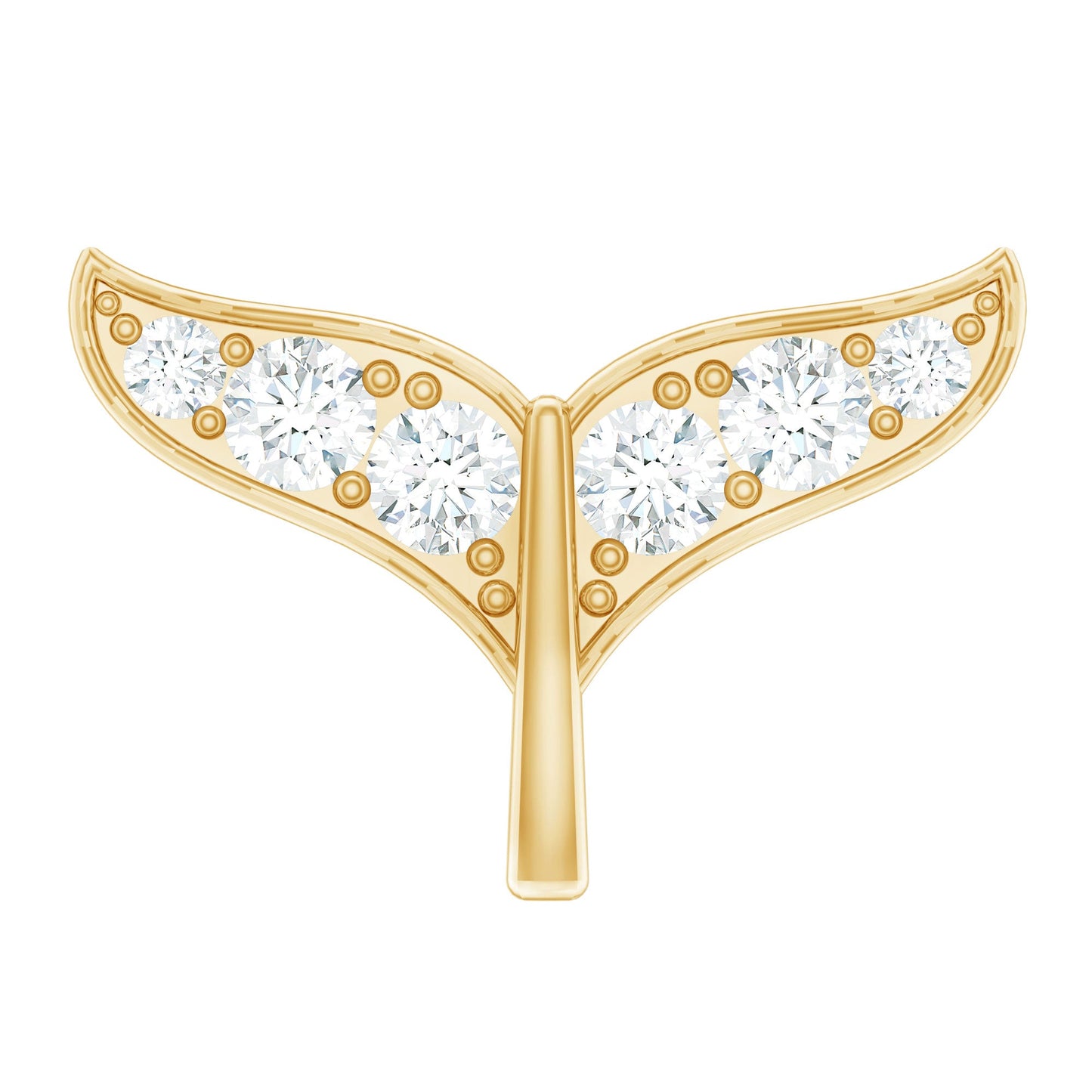 Certified Diamond Whale Tail Earring for Helix Piercing
