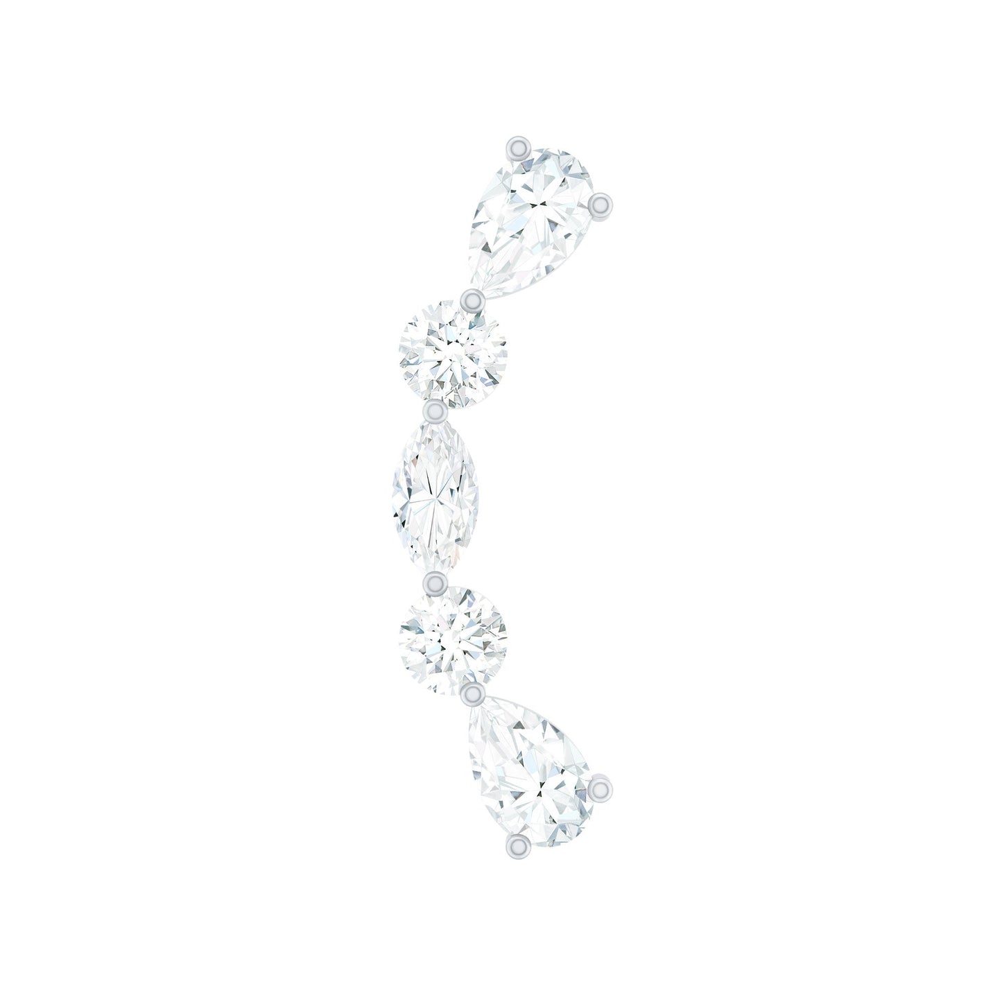 Simple Diamond Curved Crawler Earring for Helix Piercing