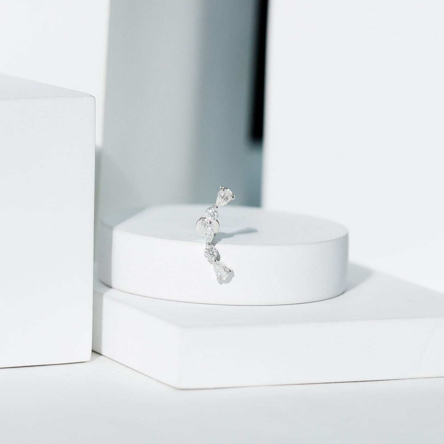Simple Diamond Curved Crawler Earring for Helix Piercing