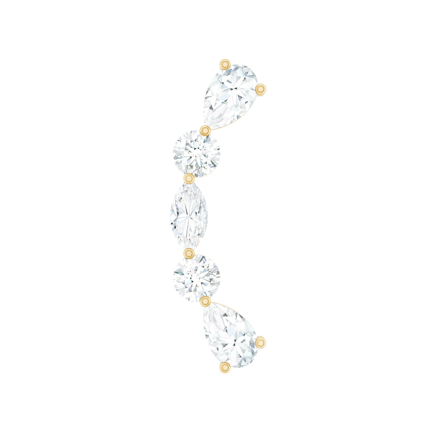 Simple Diamond Curved Crawler Earring for Helix Piercing