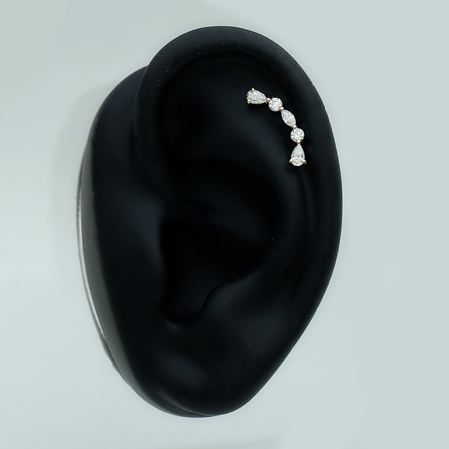 Simple Diamond Curved Crawler Earring for Helix Piercing