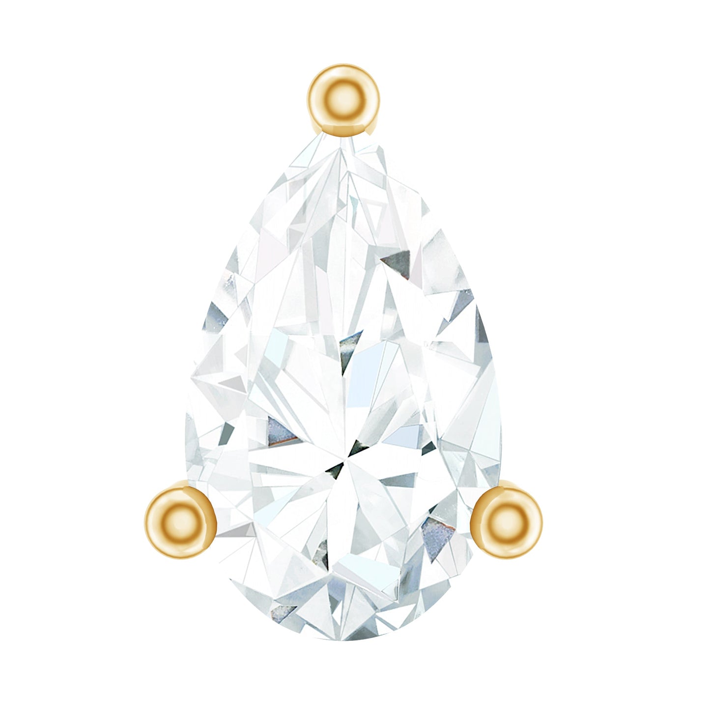 Solitaire Pear Shape Diamond Earring for Tragus Piercing