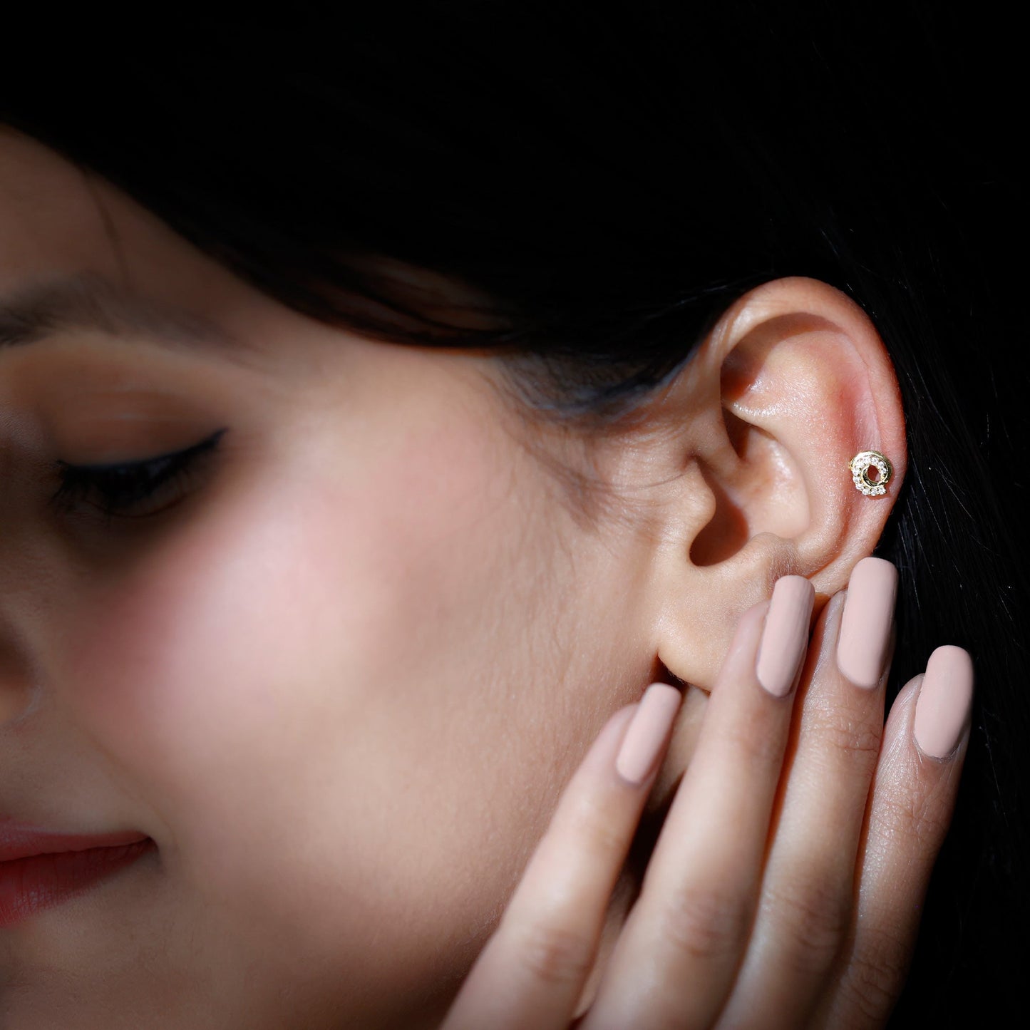Certified Diamond Spiral Earring for Cartilage Piercing