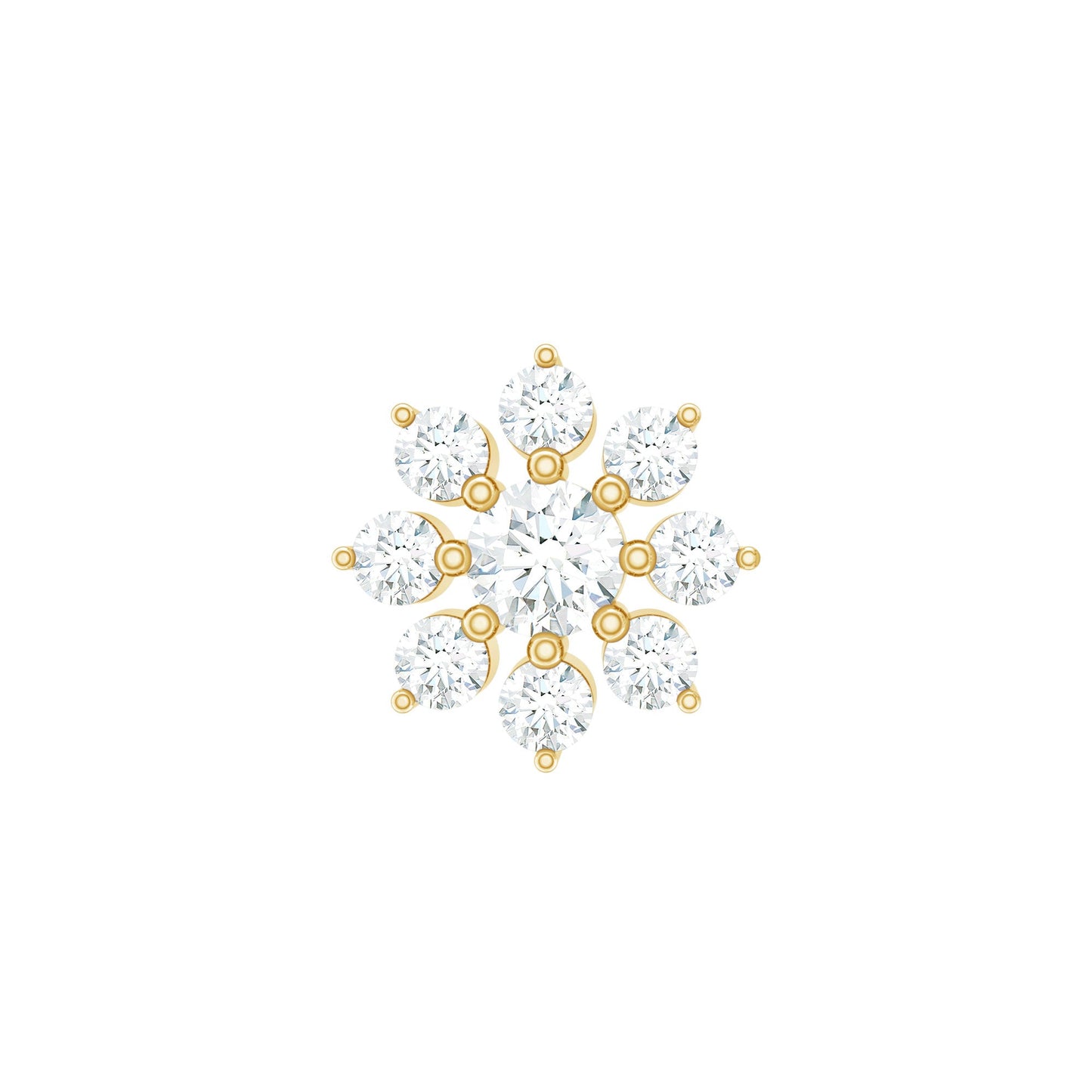 Sparkling Diamond Flower Cartilage Earring with Flat Back