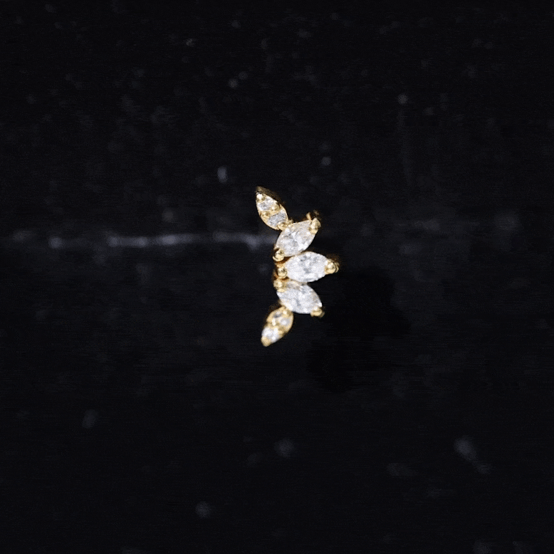Marquise Diamond Leaf Crawler Earring for Helix Piercing