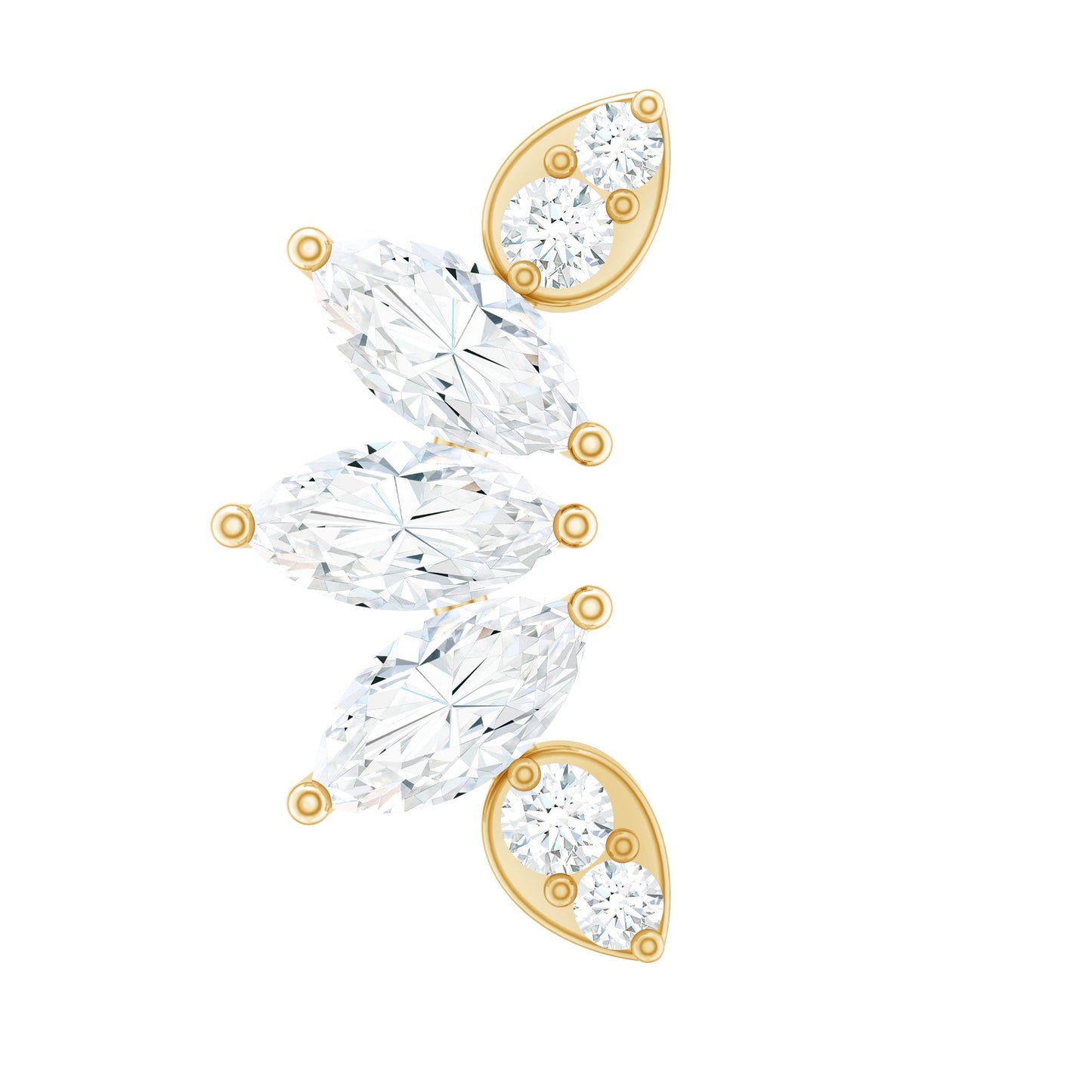 Marquise Diamond Leaf Crawler Earring for Helix Piercing