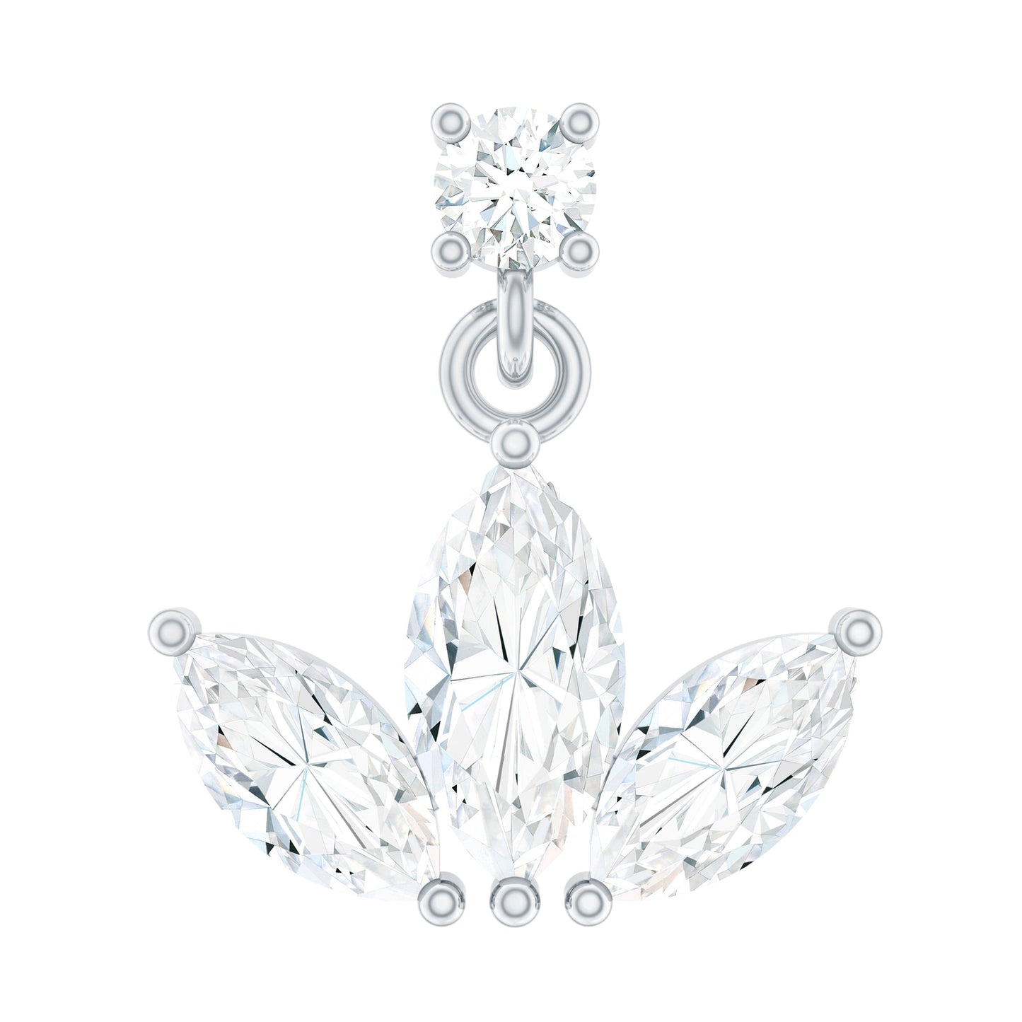 Marquise Diamond Lotus Cartilage Drop Earring