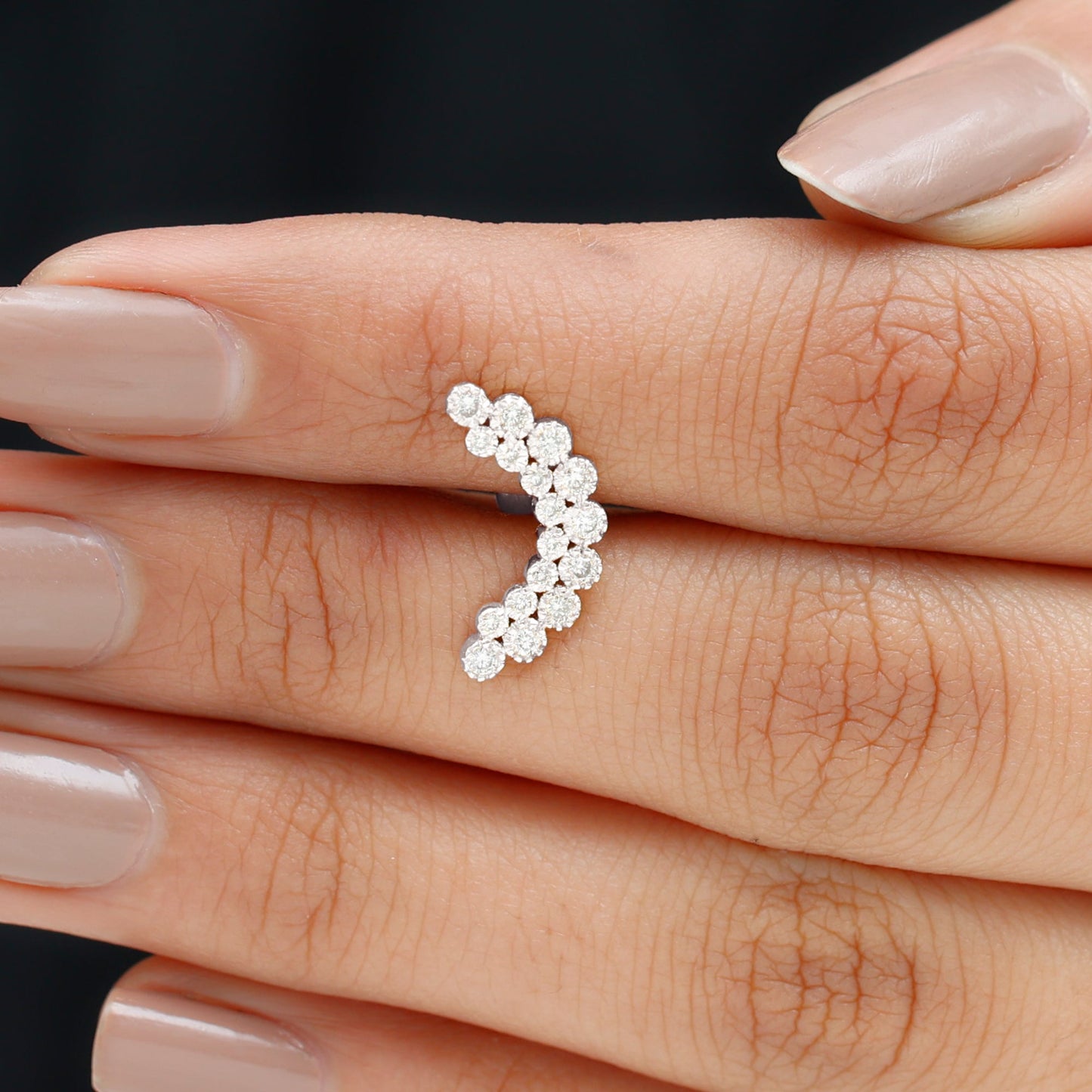 Diamond Curved Crawler Earring in Bezel Set