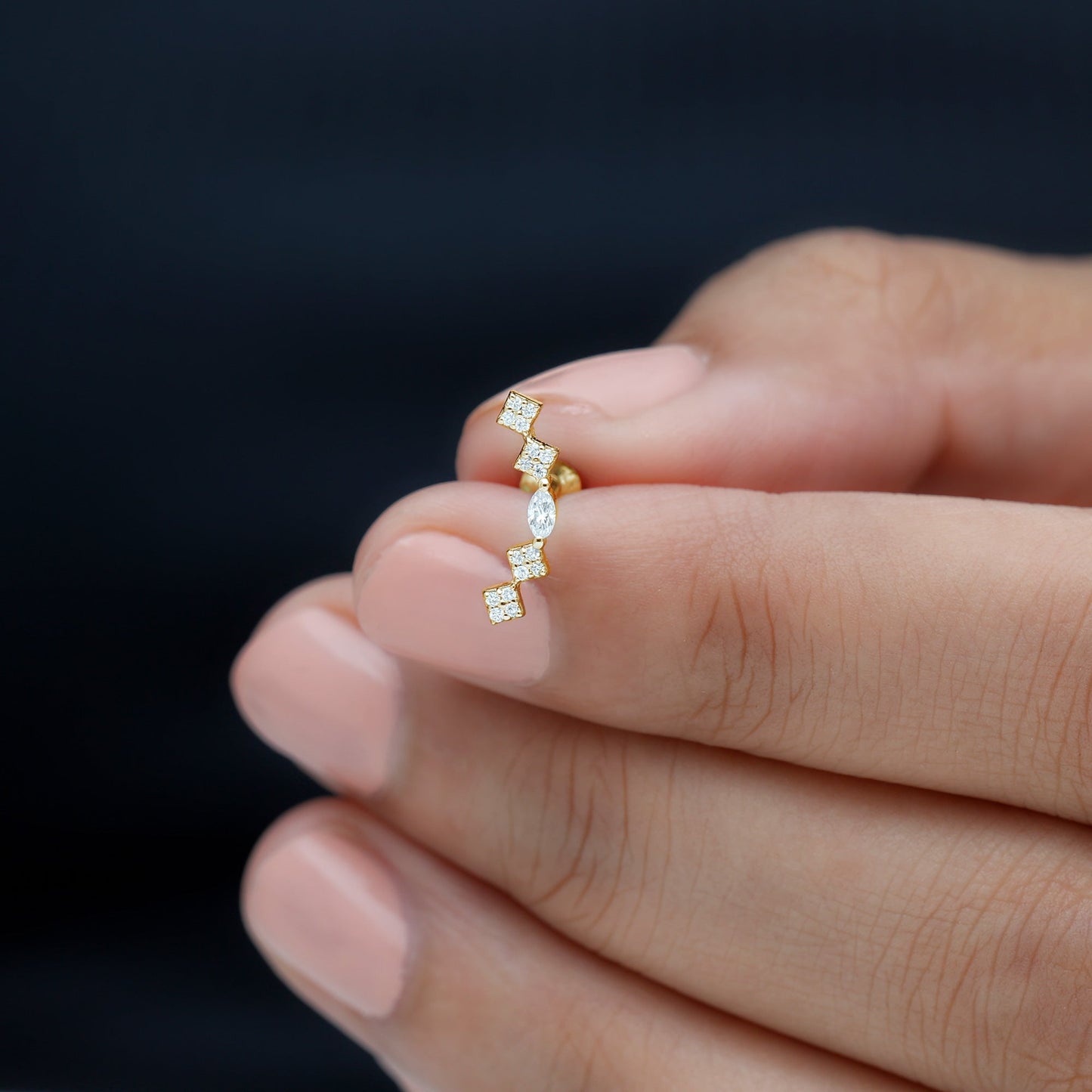 Elegant Diamond Ear Crawler Earring for Helix Piercing