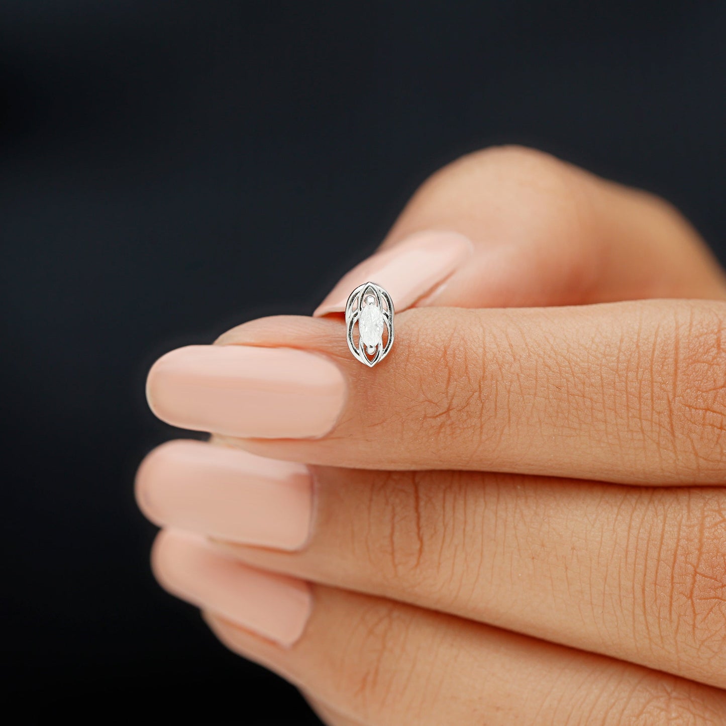 Marquise Diamond Solitaire Cartilage Earring