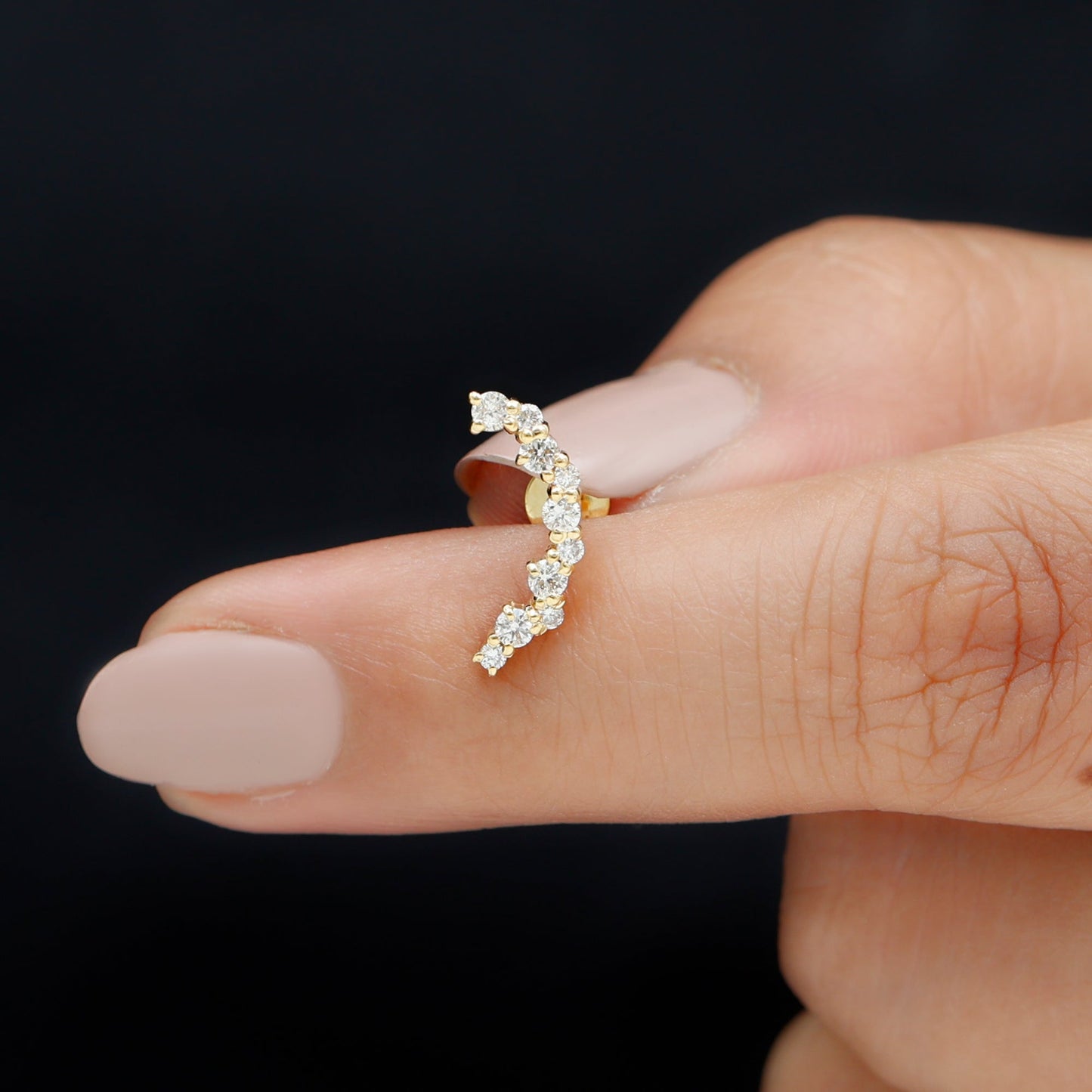 Certified Diamond Curved Crawler Earring for Women