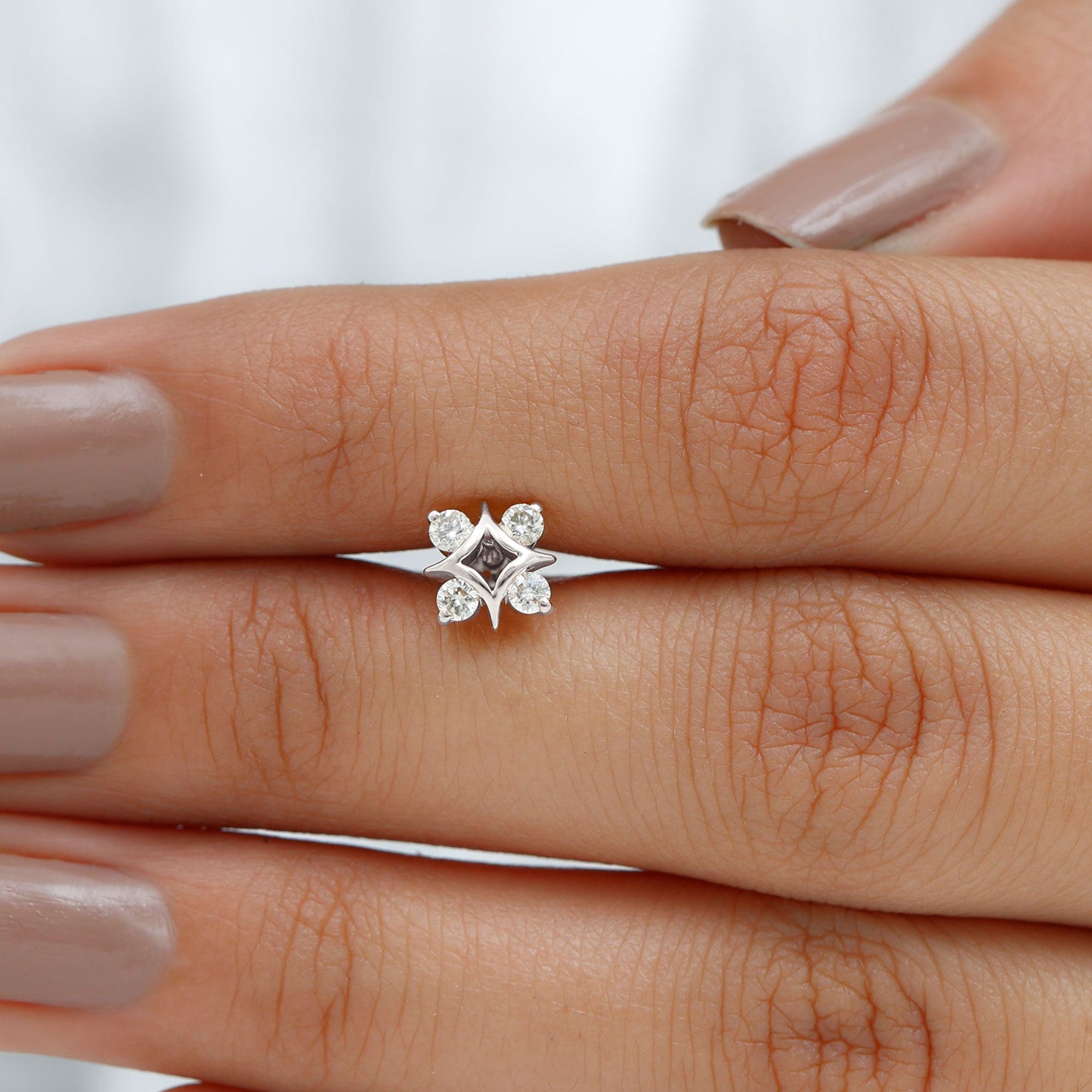 Round Cut Diamond Star Earring for Helix Piercing