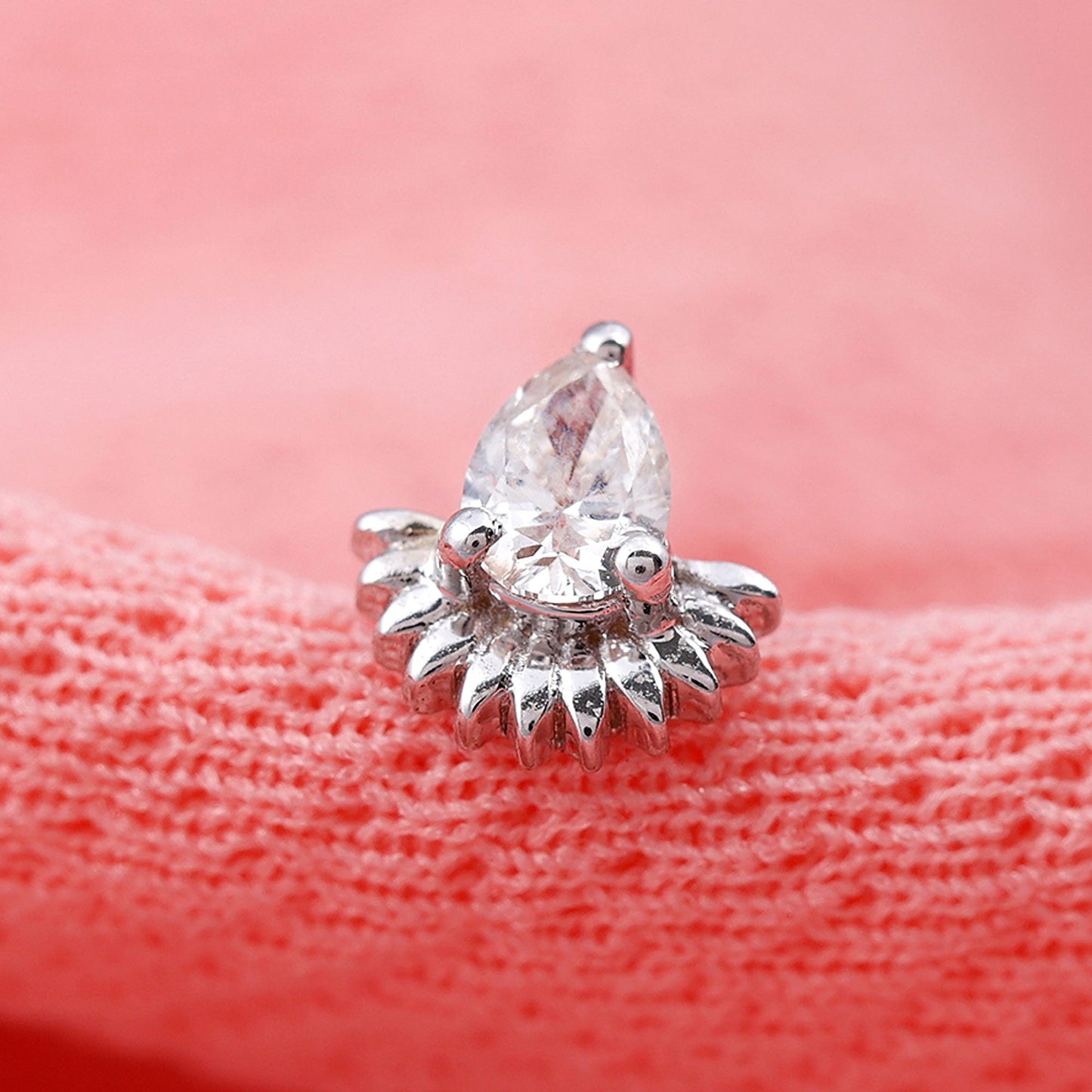 Pear Shape Diamond Solitaire Helix Earring
