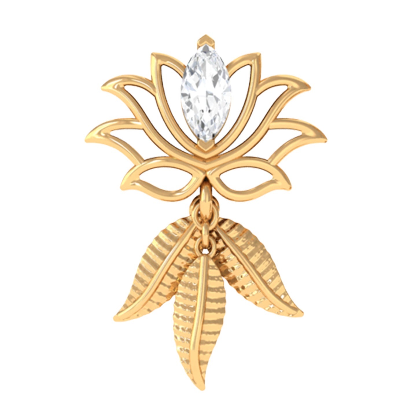 Marquise Diamond Lotus Flower Drop Earring