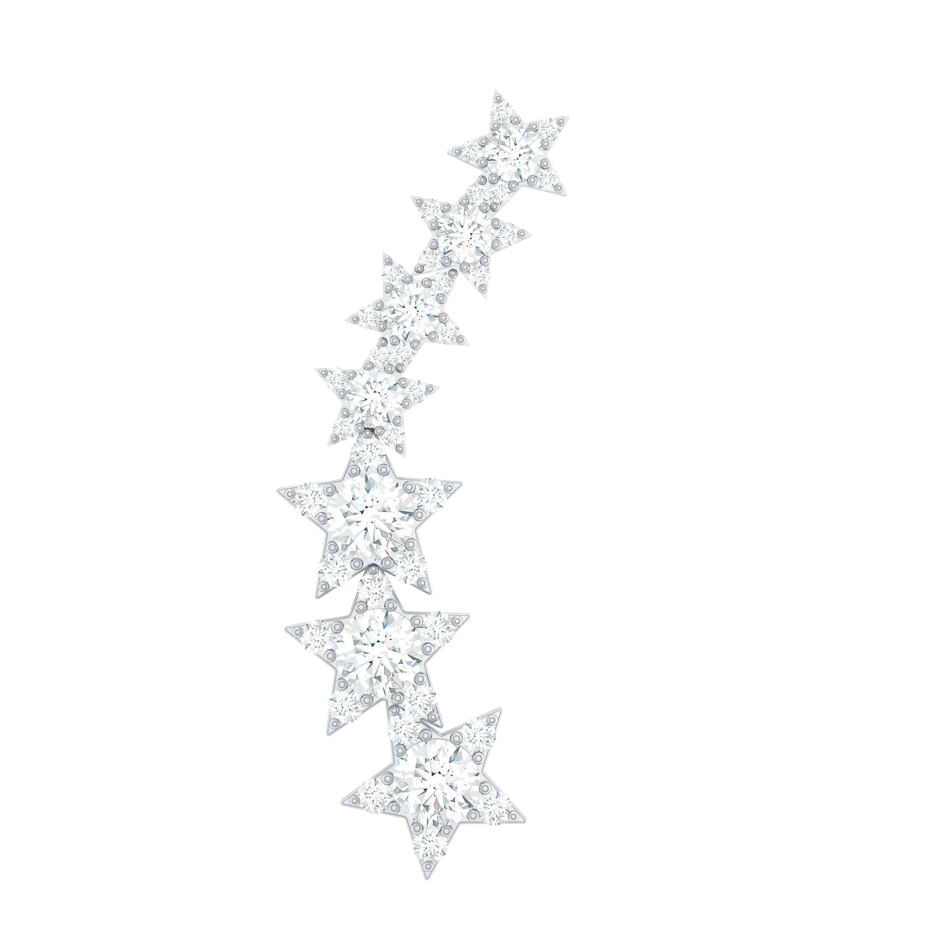 Star-shaped earrings with clear stones on a white background