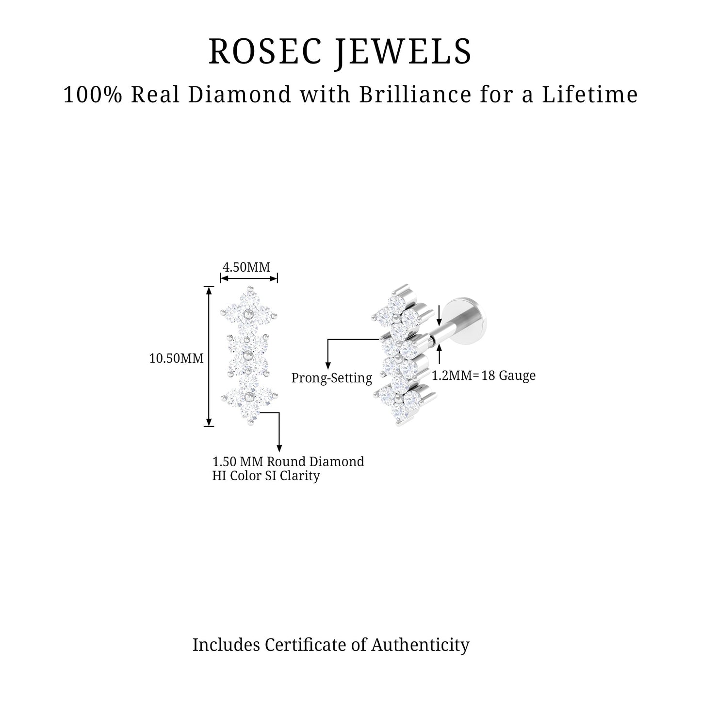 Diamond Flower Crawler Earring for Helix Piercing
