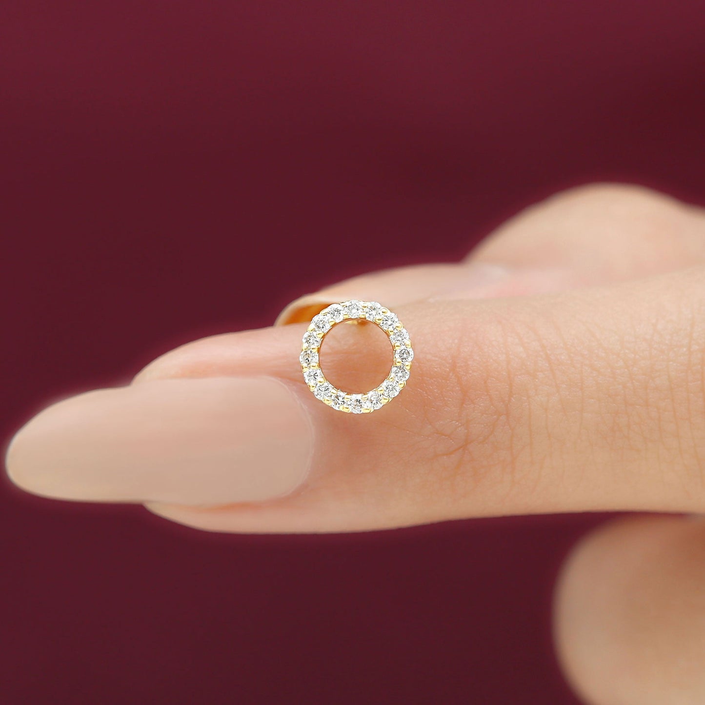 Minimal Moissanite Circle Helix Earring for Women