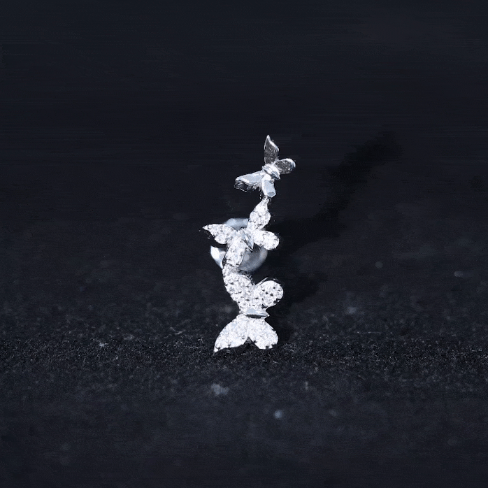 Moissanite Butterfly Climber Earring for Helix Piercing
