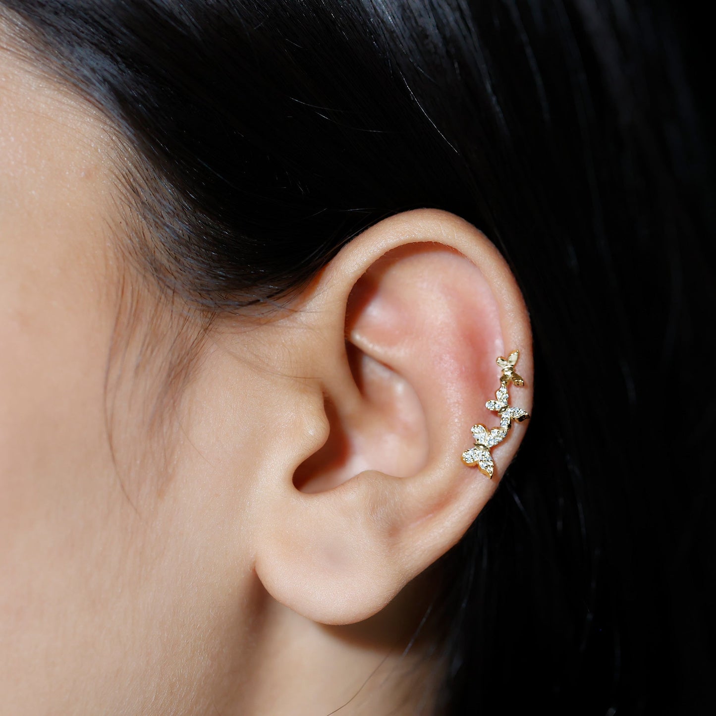 Moissanite Butterfly Climber Earring for Helix Piercing