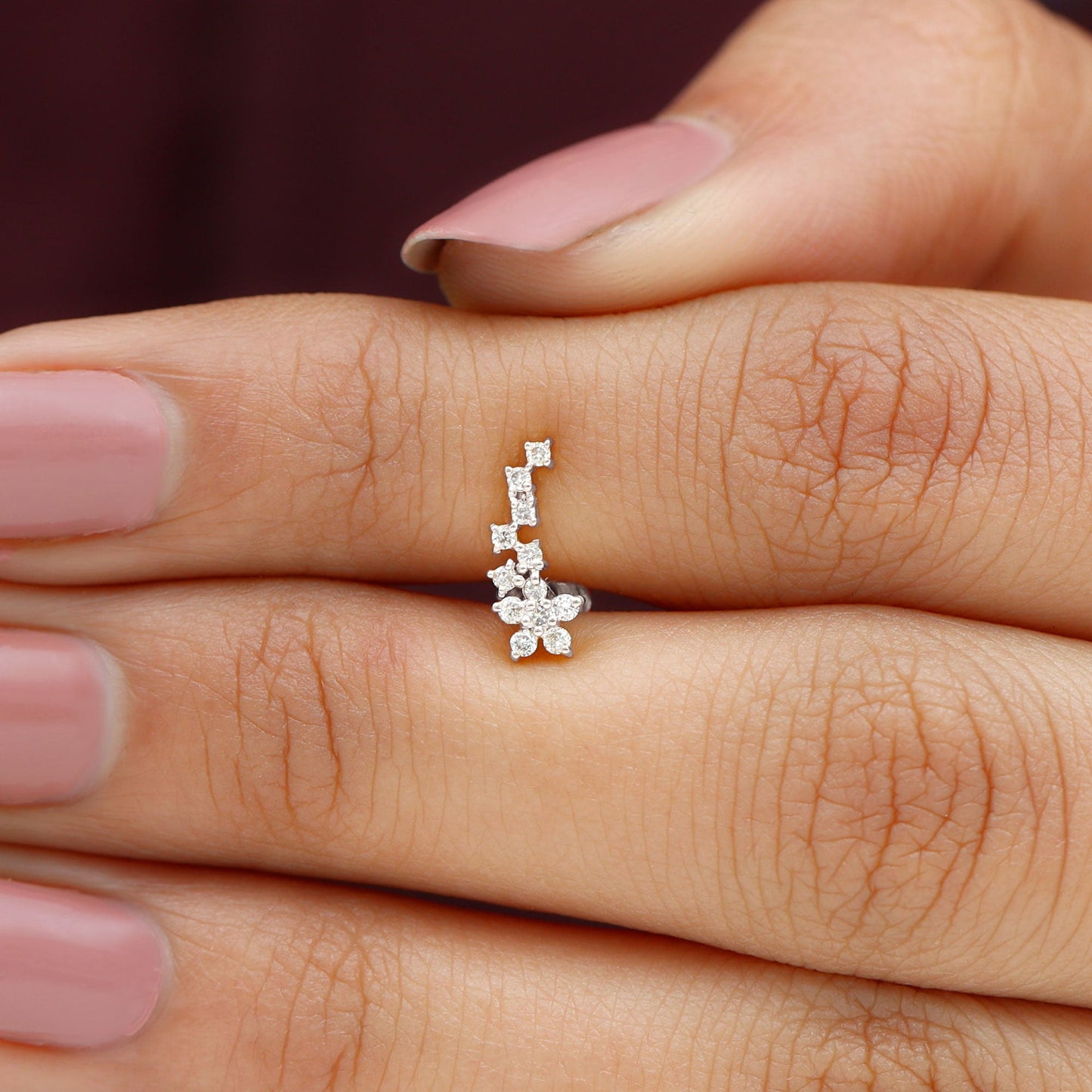Moissanite Ear Crawler Earring for Cartilage Piercing