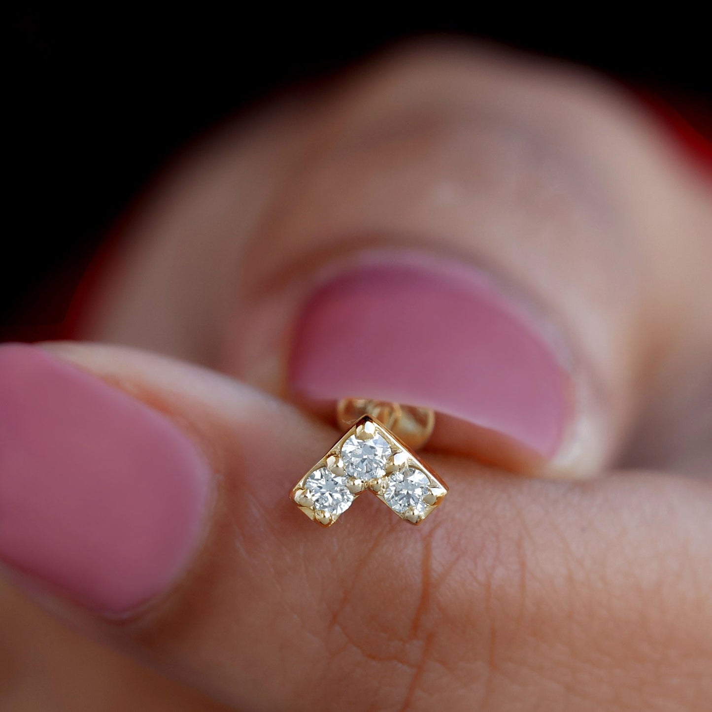 Round Moissanite Chevron Tragus Earring for Women